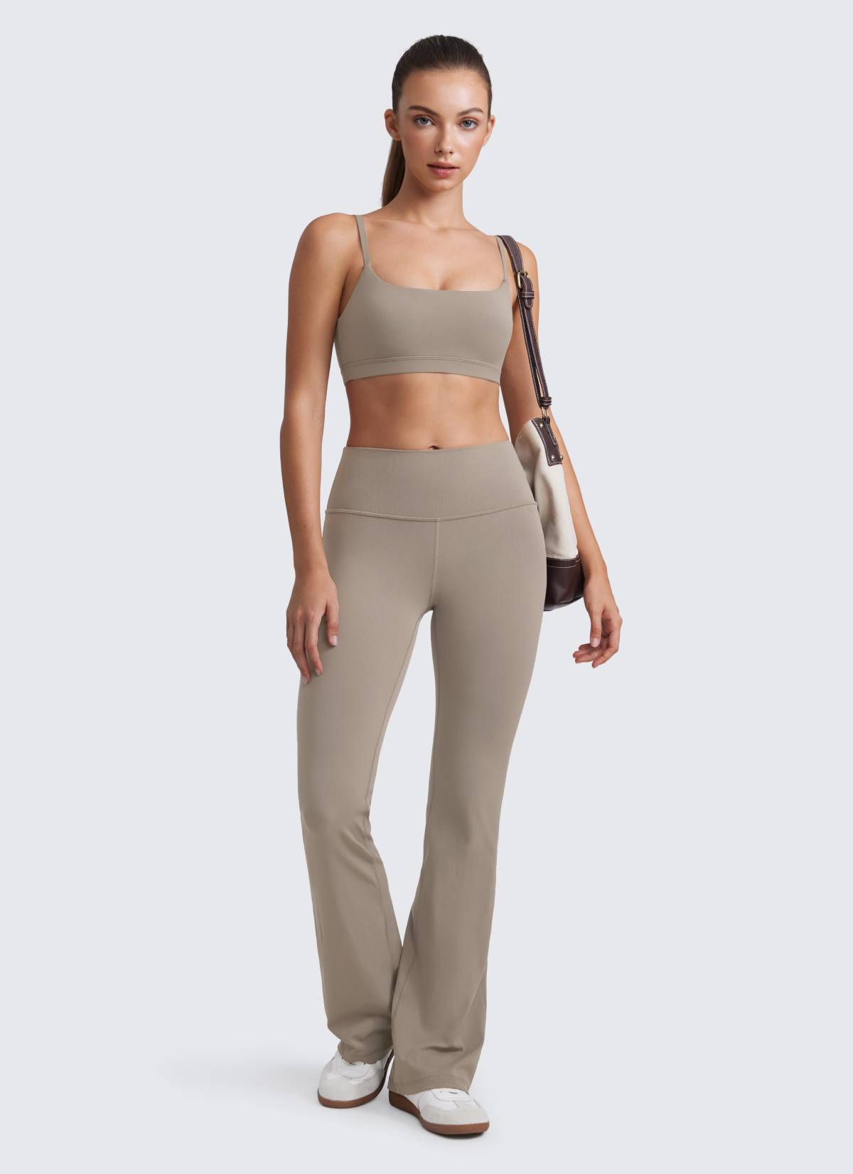 CRZ YOGA Butterluxe Damen Verstellbar Spaghetti Träger Sport BH Warmes Aschgrau