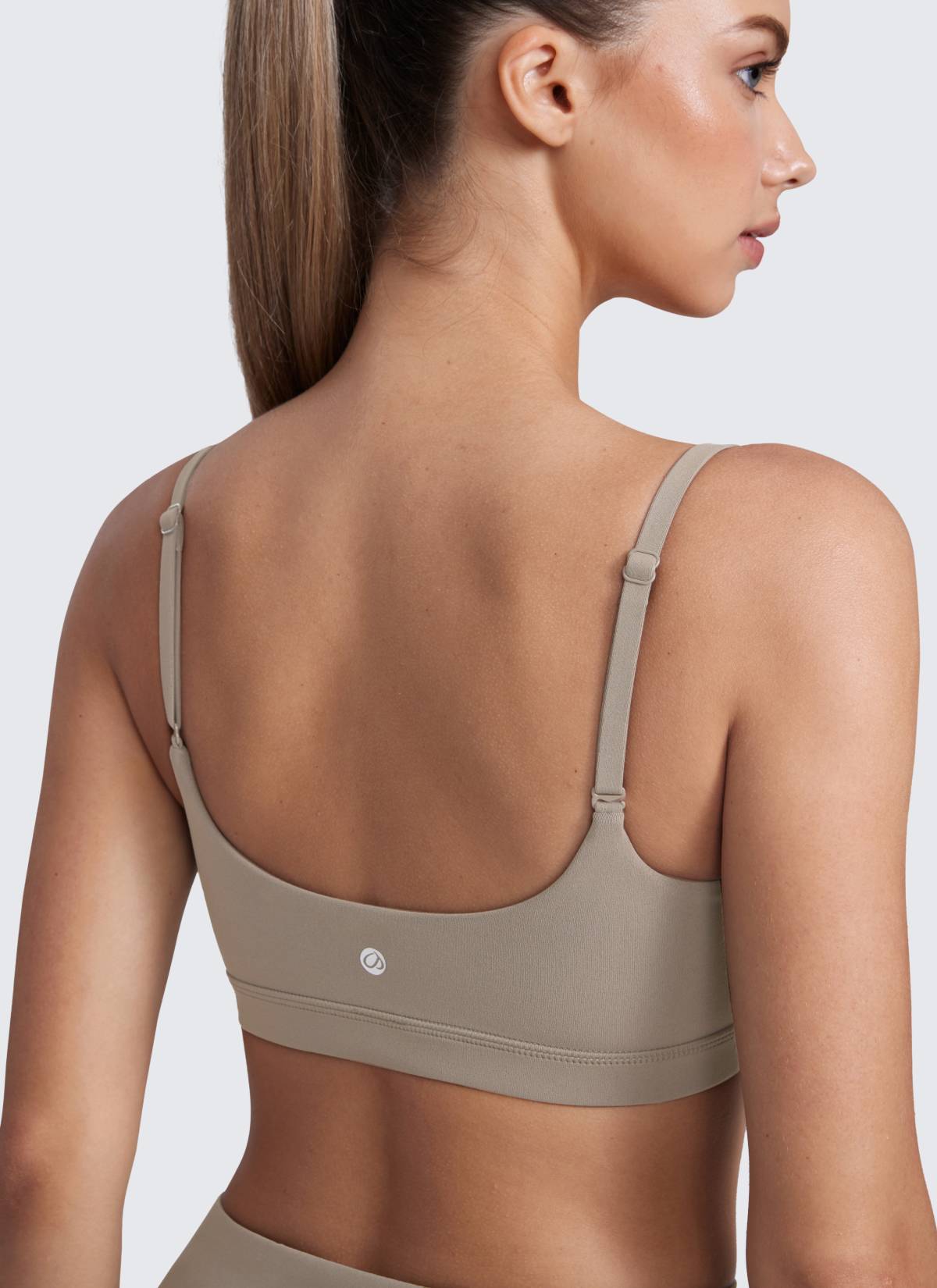 CRZ YOGA Butterluxe Damen Verstellbar Spaghetti Träger Sport BH Warmes Aschgrau