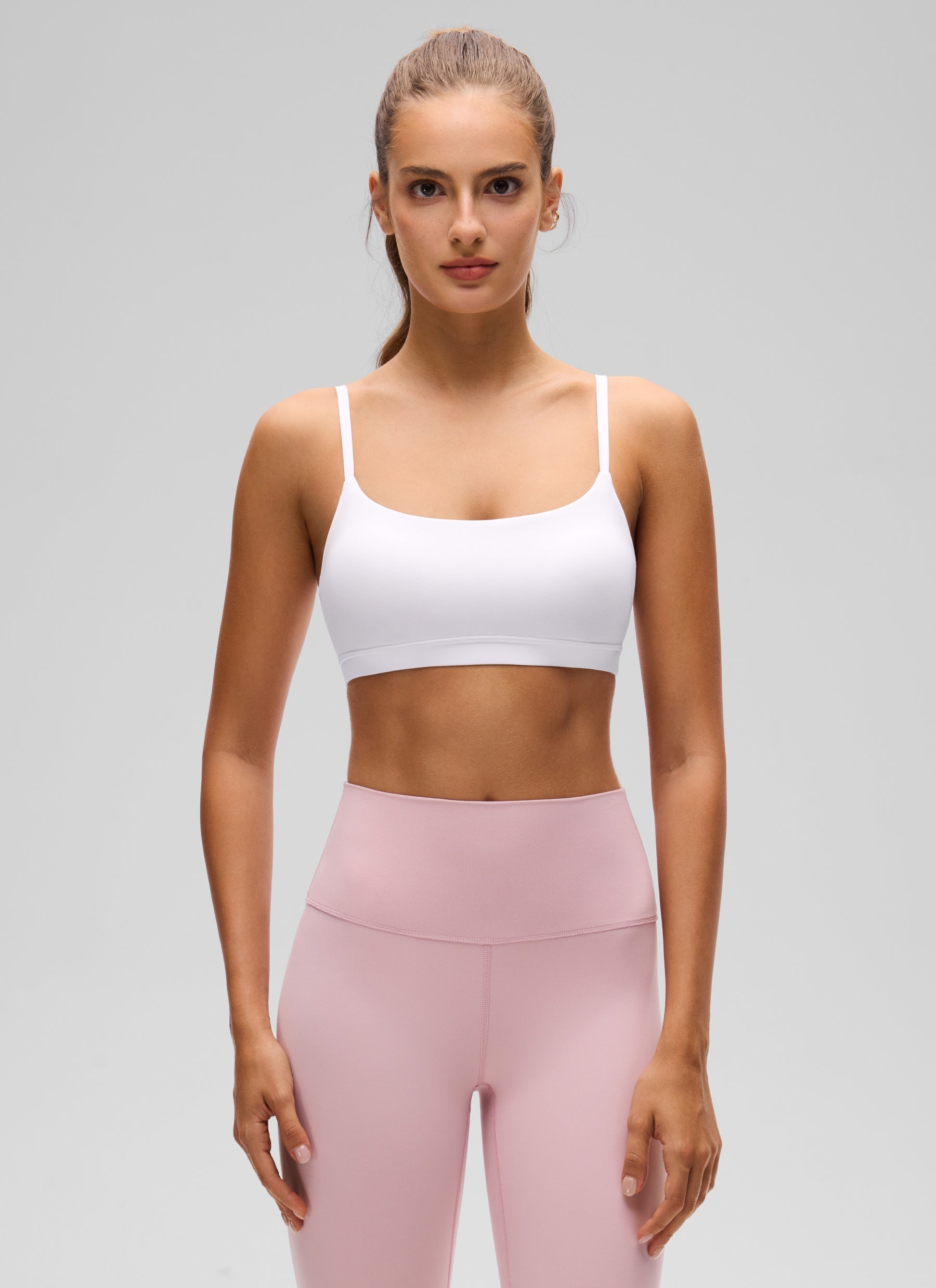 CRZ YOGA Butterluxe Damen Verstellbar Spaghetti Träger Sport BH Weiss
