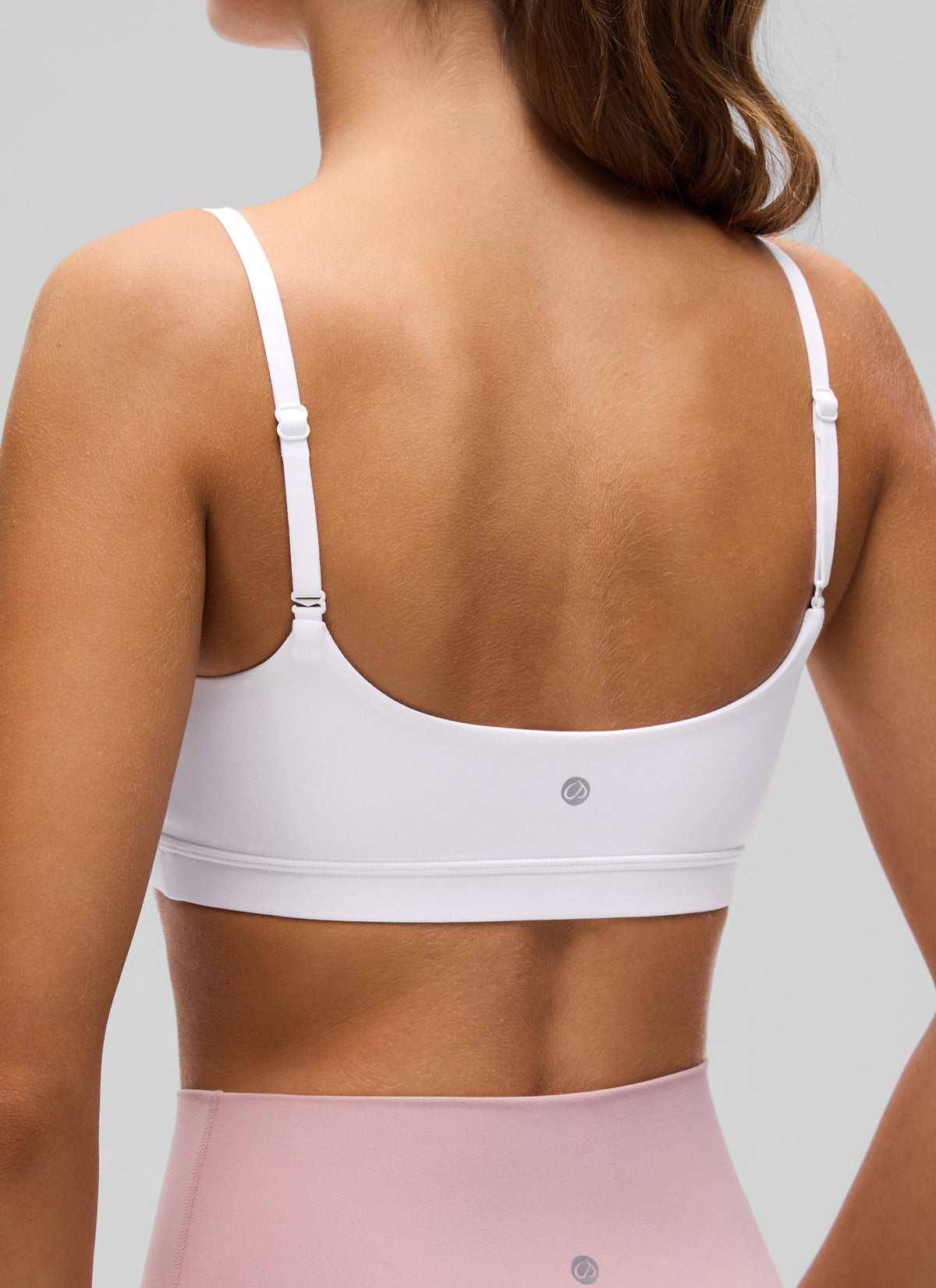 CRZ YOGA Butterluxe Damen Verstellbar Spaghetti Träger Sport BH Weiss