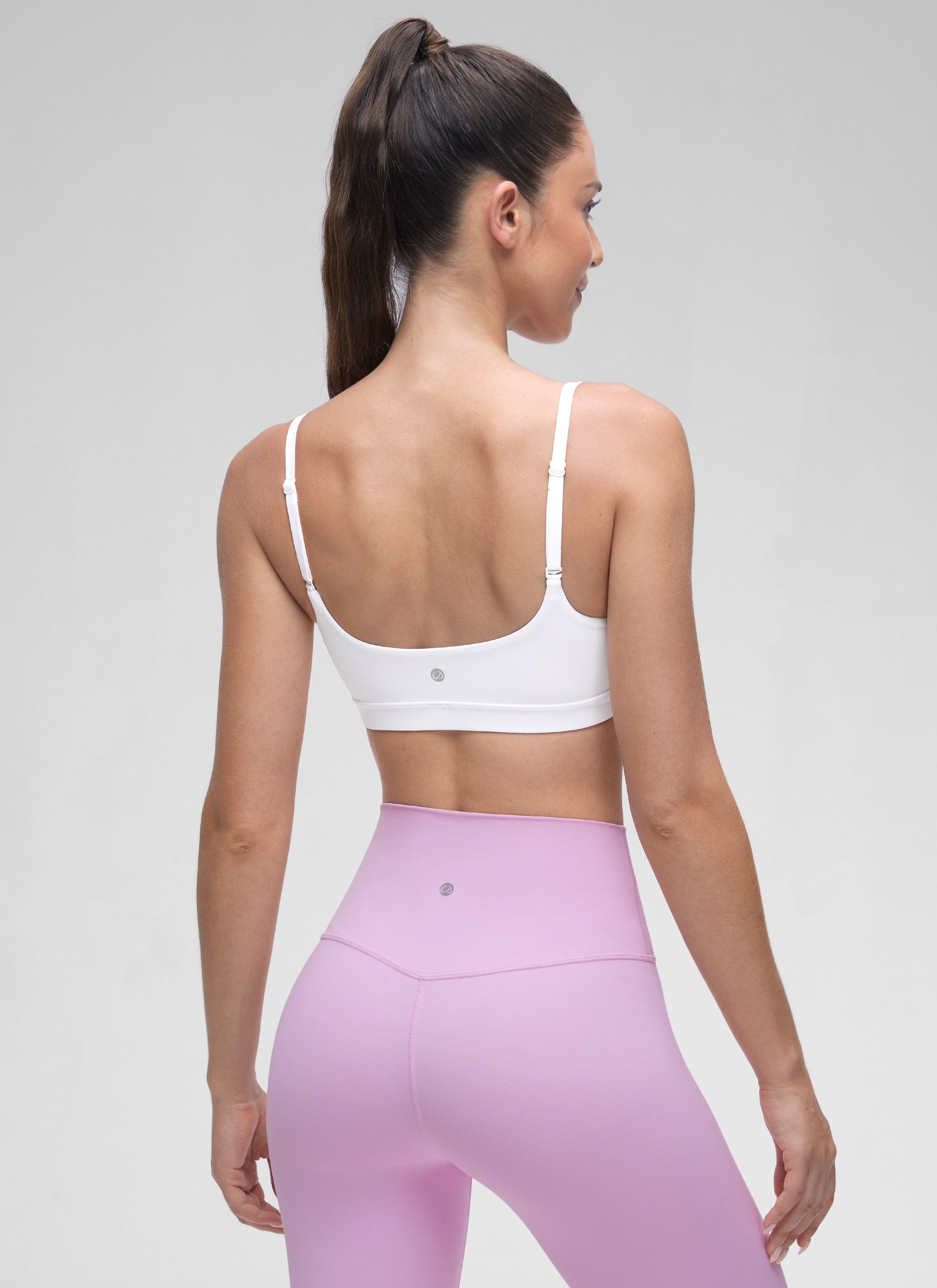CRZ YOGA Butterluxe Damen Verstellbar Spaghetti Träger Sport BH Weiss