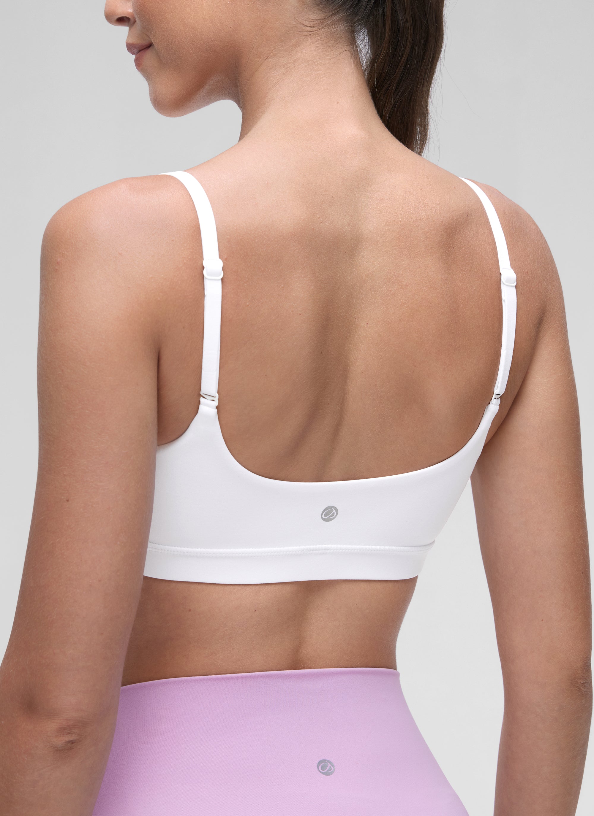 CRZ YOGA Butterluxe Damen Verstellbar Spaghetti Träger Sport BH Weiss