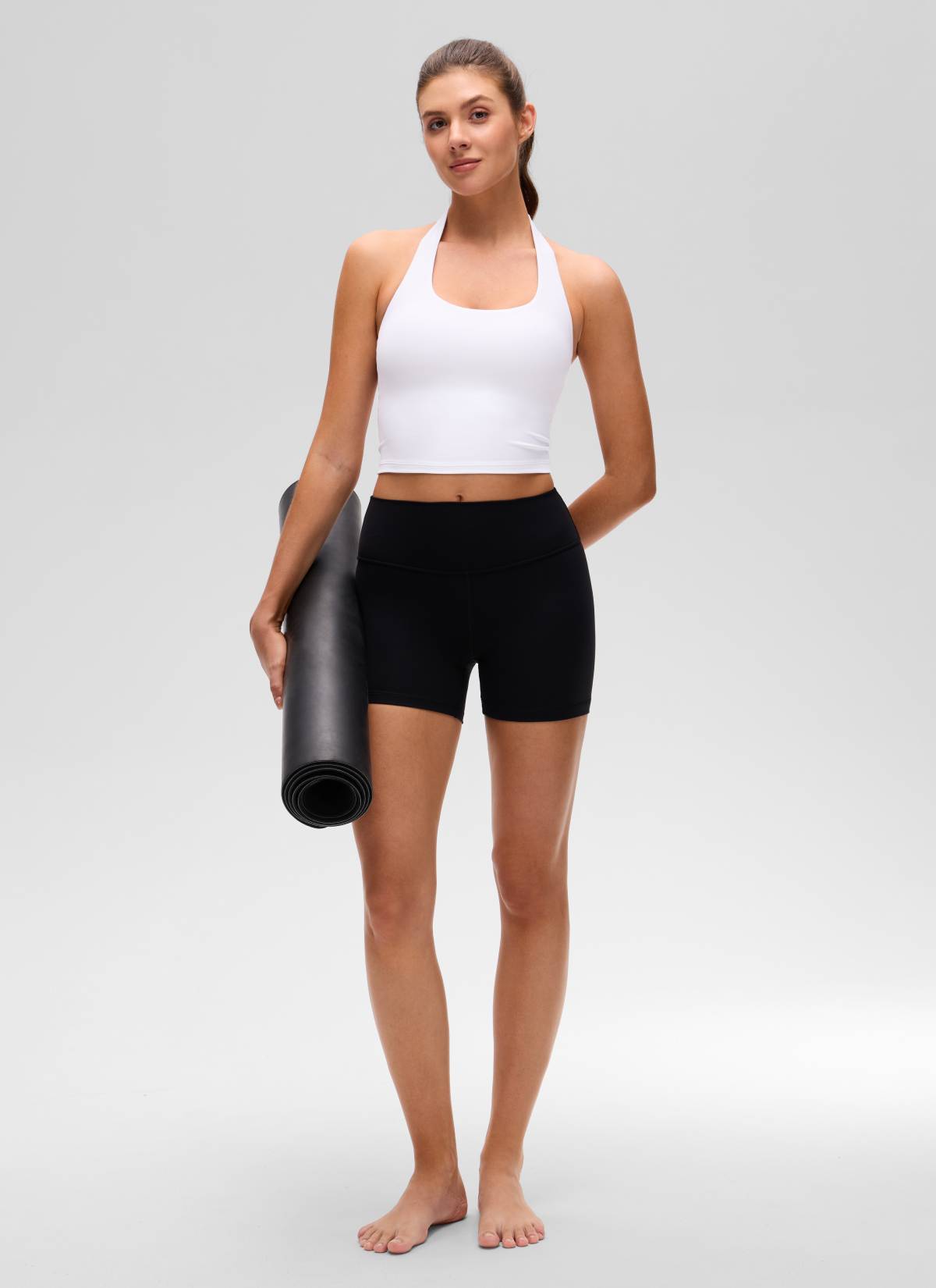 CRZ YOGA Butterluxe Damen Neckholder Rückenfrei Sport BH Ohne Bügel Weiss