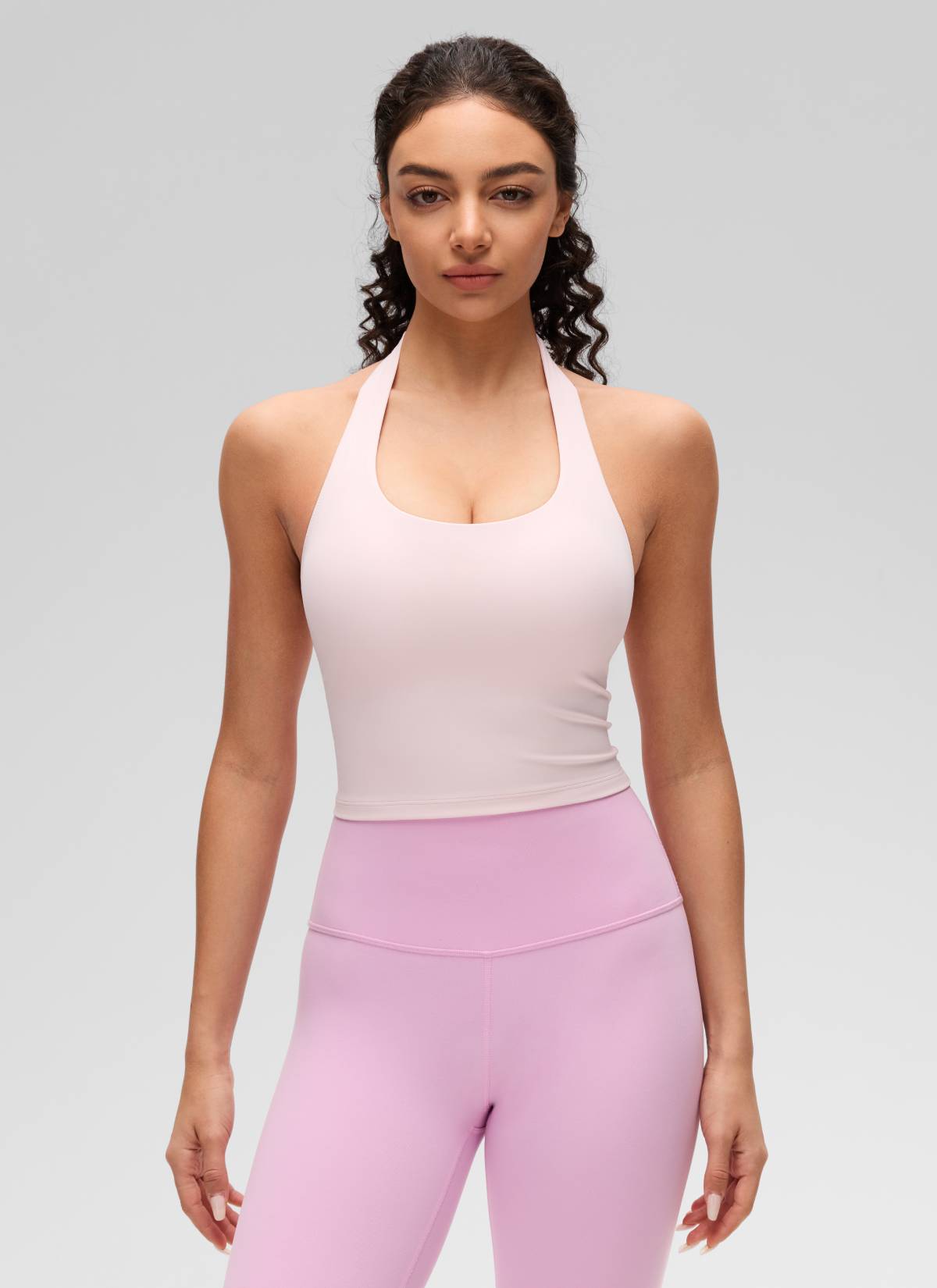 CRZ YOGA Butterluxe Damen Neckholder Rückenfrei Sport BH Ohne Bügel Erdbeerrosa