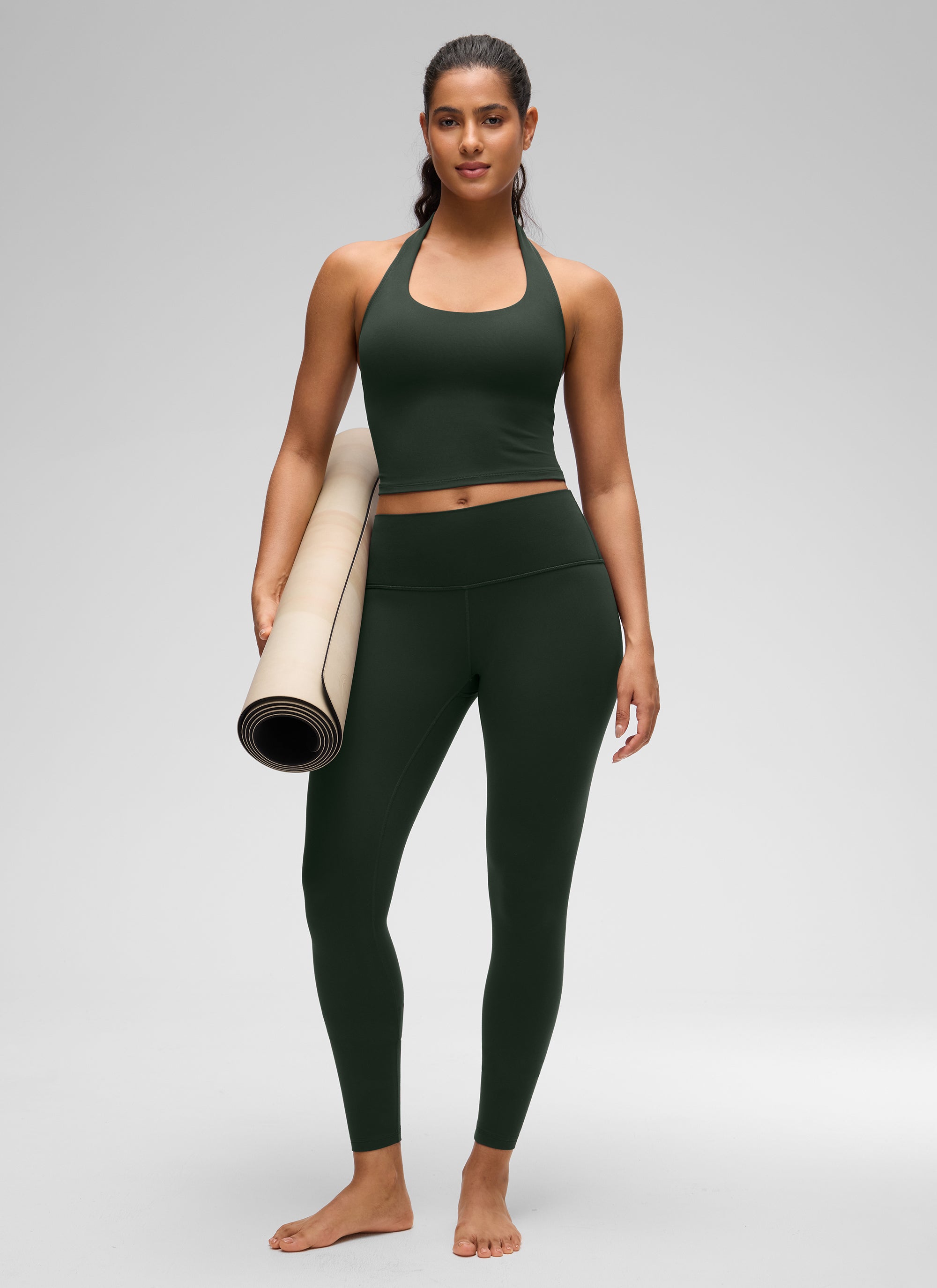 CRZ YOGA Butterluxe Damen Neckholder Rückenfrei Sport BH Ohne Bügel Legende Grün