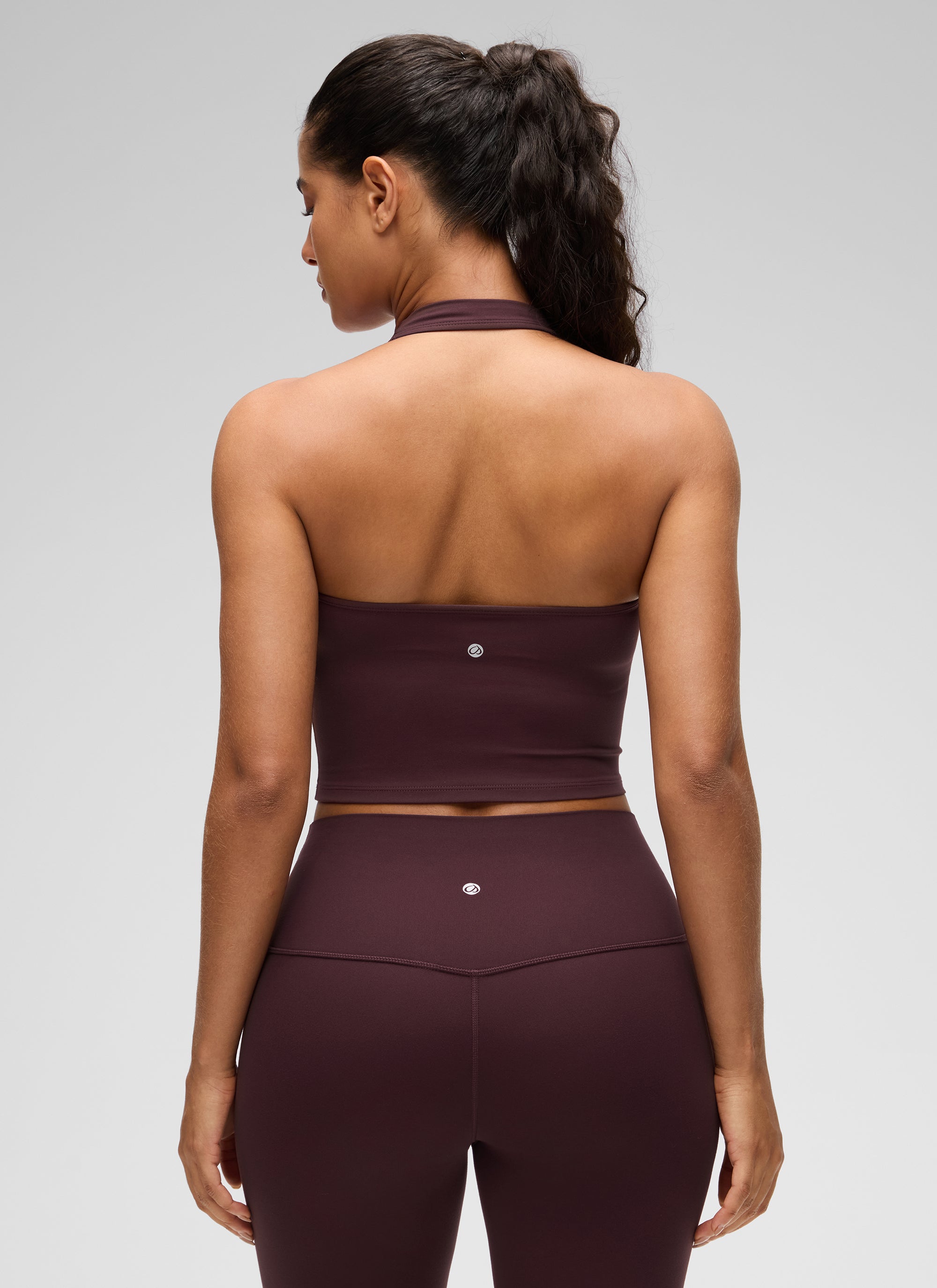 CRZ YOGA Butterluxe Damen Neckholder Rückenfrei Sport BH Ohne Bügel Reife Pflaume