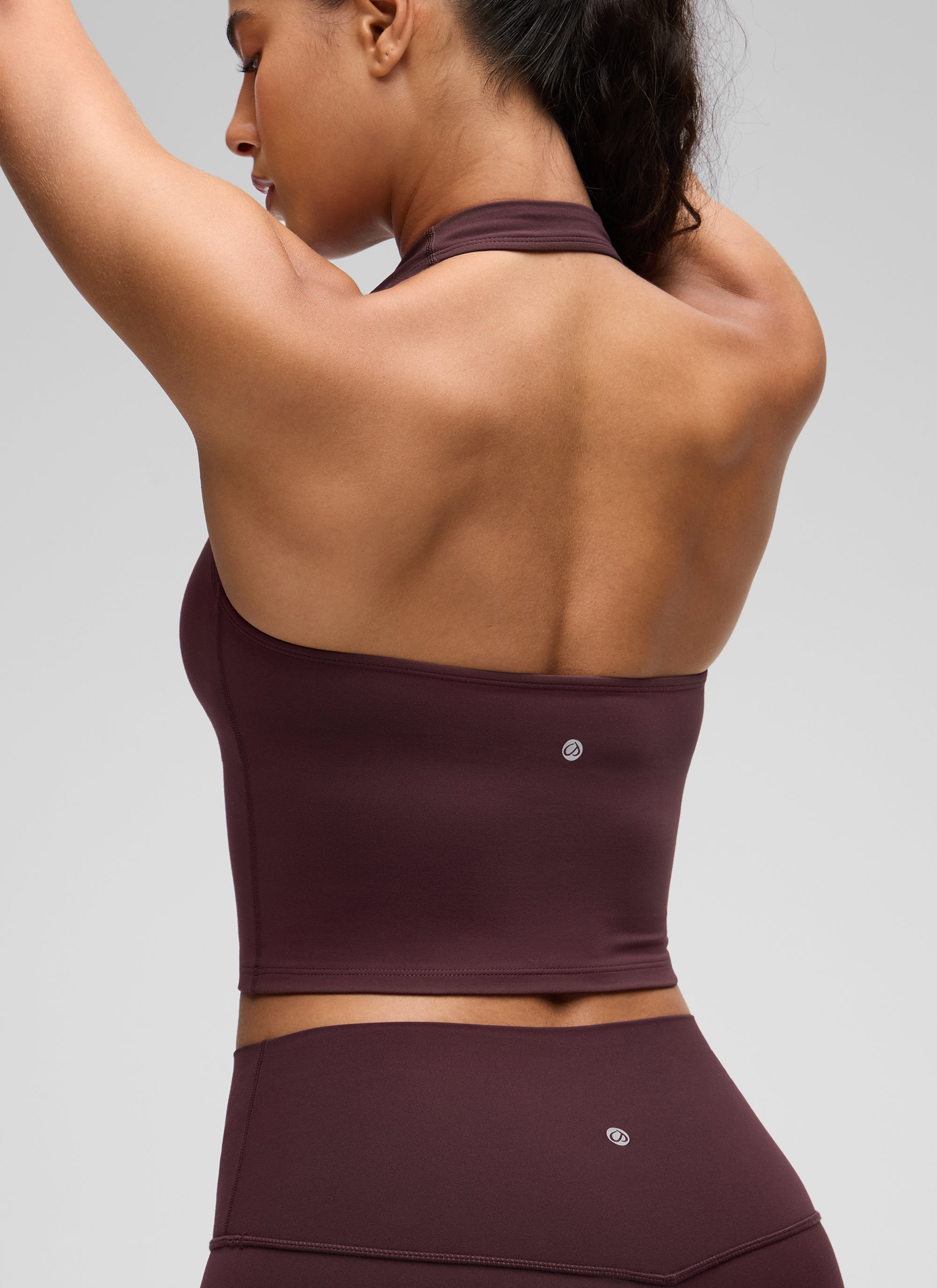 CRZ YOGA Butterluxe Damen Neckholder Rückenfrei Sport BH Ohne Bügel Reife Pflaume