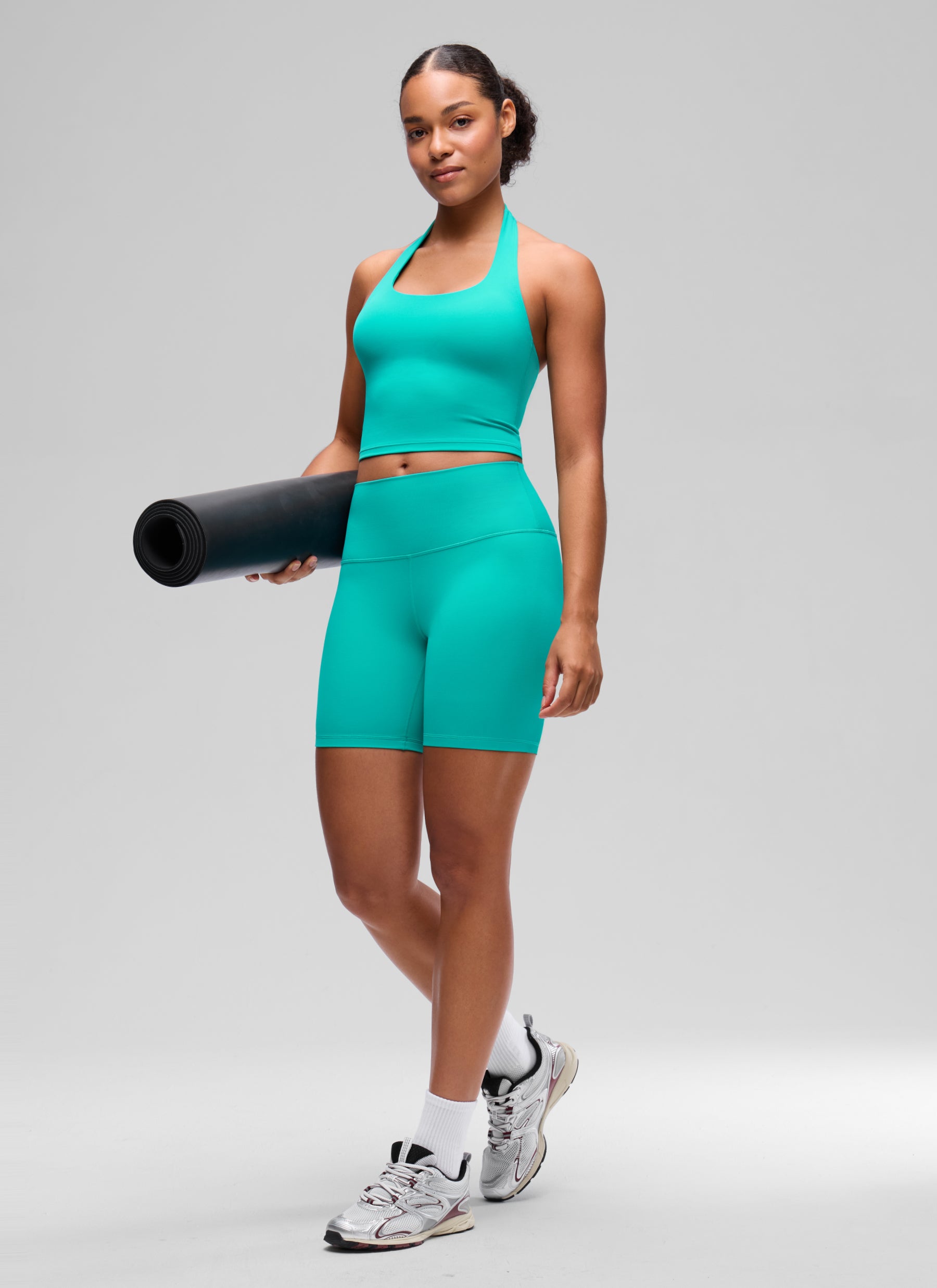 CRZ YOGA Butterluxe Damen Neckholder Rückenfrei Sport BH Ohne Bügel Tropen Krickente