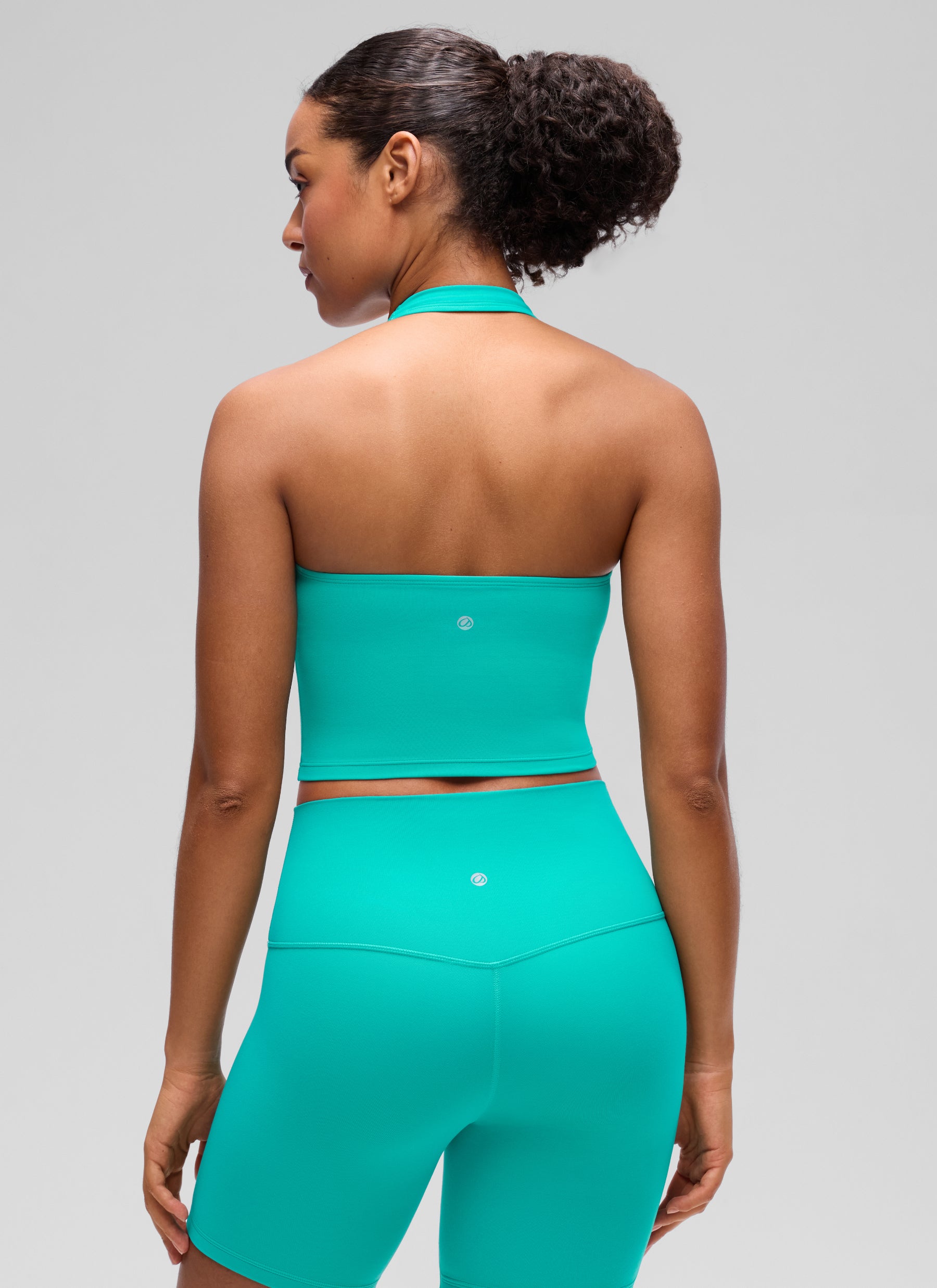 CRZ YOGA Butterluxe Damen Neckholder Rückenfrei Sport BH Ohne Bügel Tropen Krickente