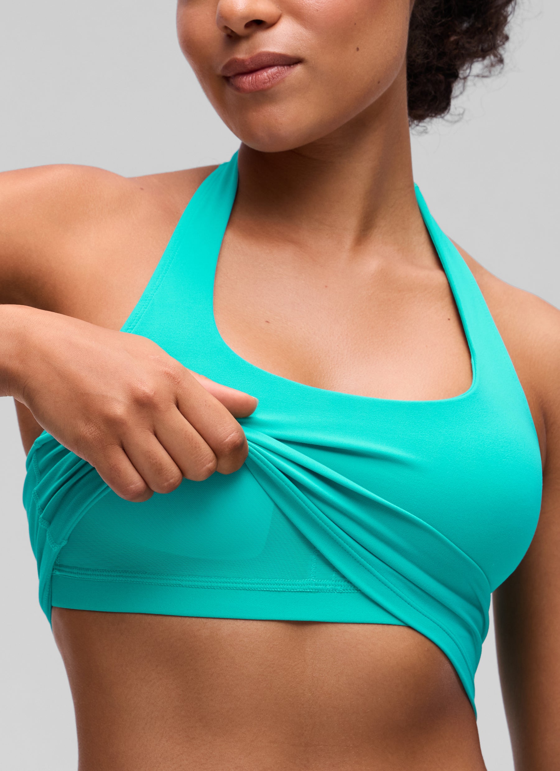 CRZ YOGA Butterluxe Damen Neckholder Rückenfrei Sport BH Ohne Bügel Tropen Krickente