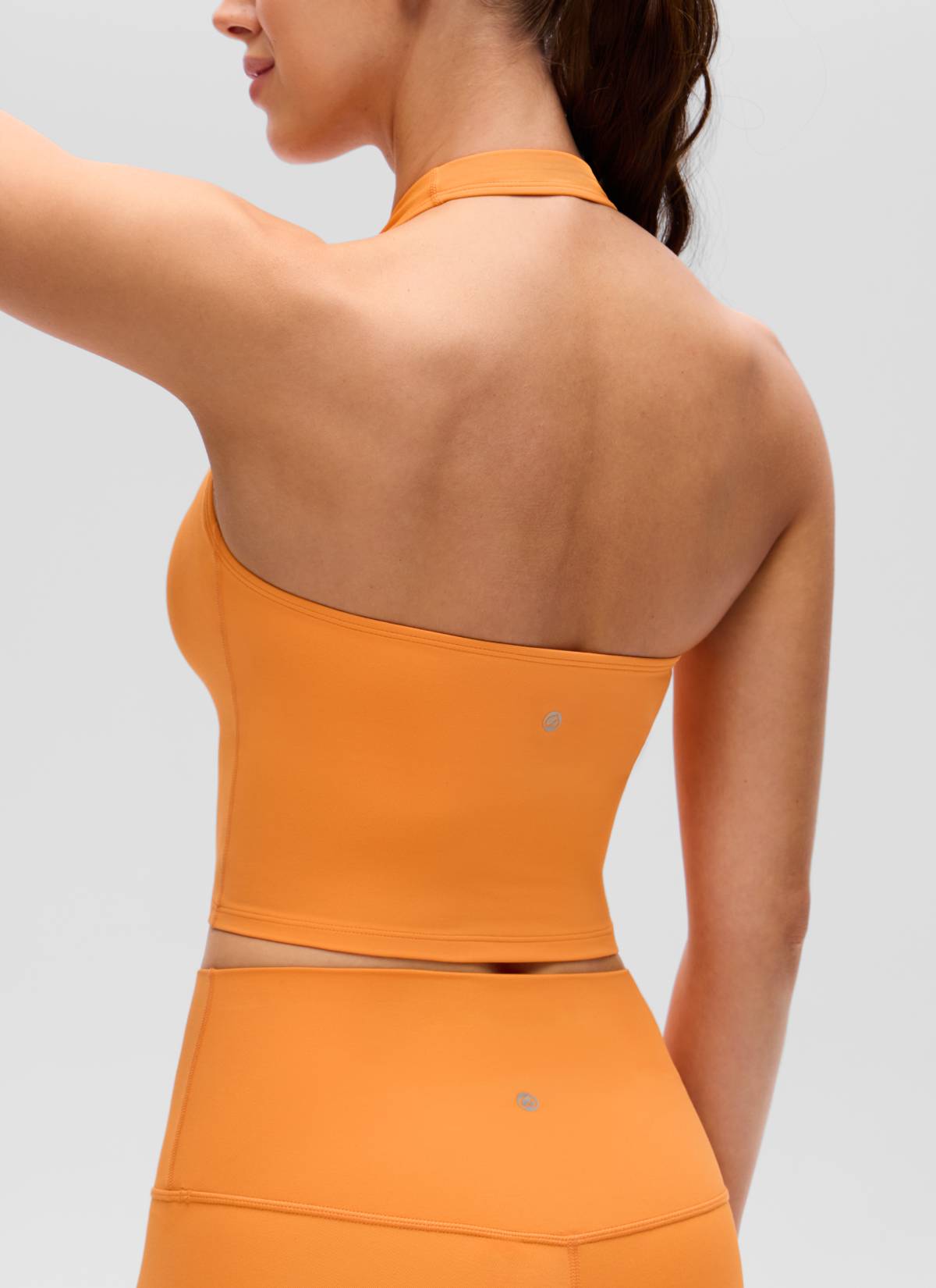 CRZ YOGA Butterluxe Damen Neckholder Rückenfrei Sport BH Ohne Bügel Tiger Orange