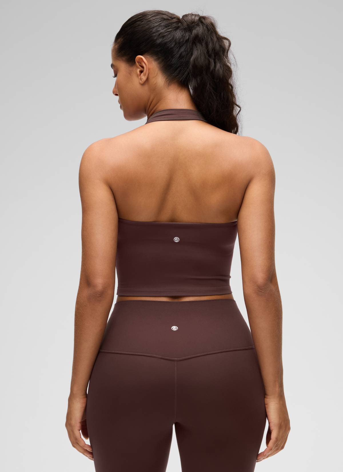 CRZ YOGA Butterluxe Damen Neckholder Rückenfrei Sport BH Ohne Bügel Taupe