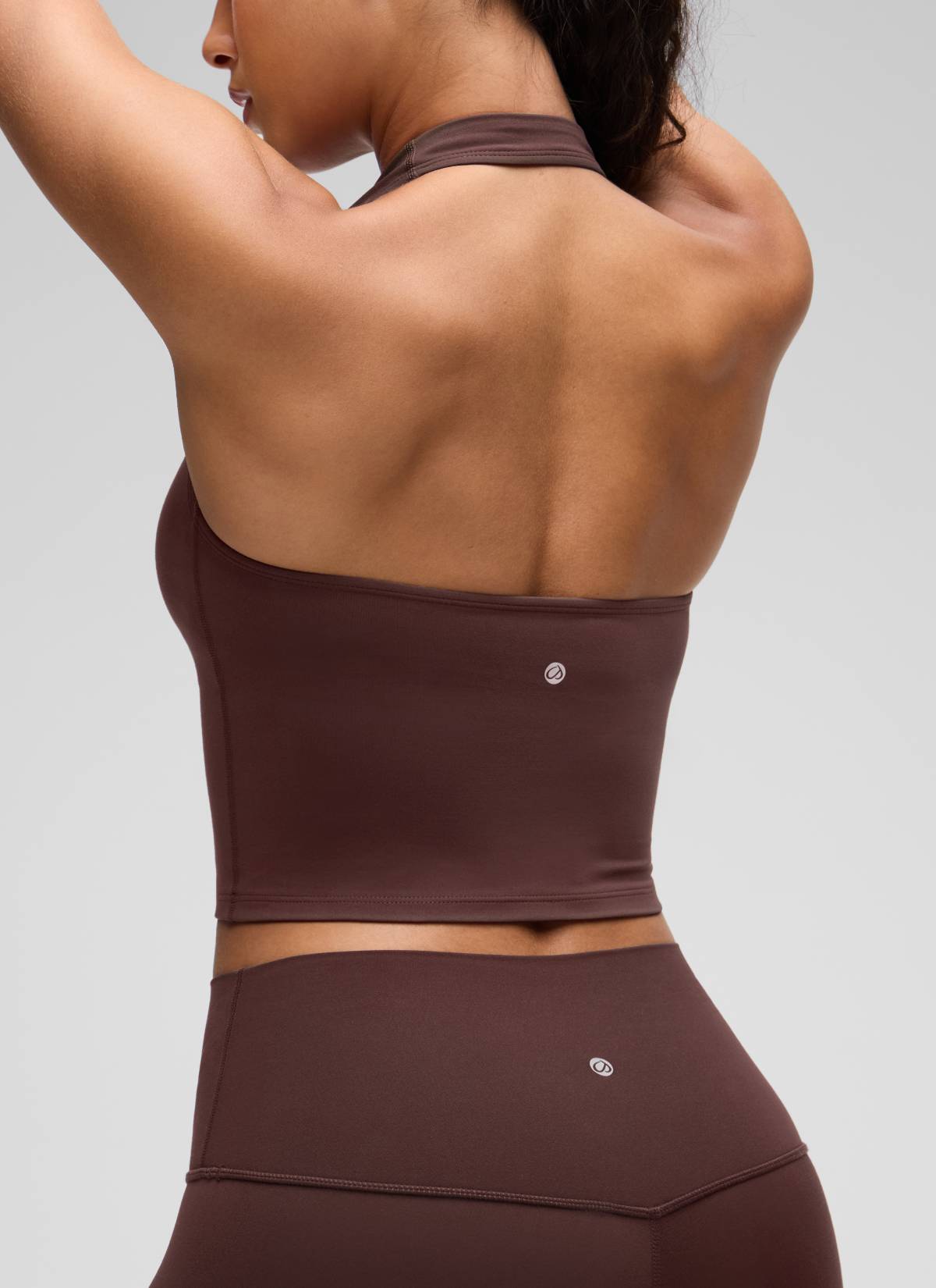 CRZ YOGA Butterluxe Damen Neckholder Rückenfrei Sport BH Ohne Bügel Taupe