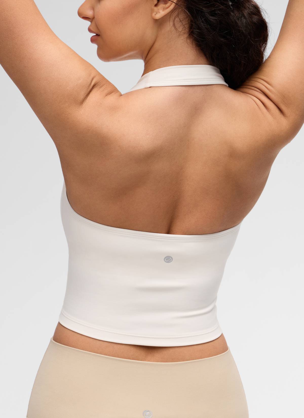 CRZ YOGA Butterluxe Damen Neckholder Rückenfrei Sport BH Ohne Bügel Weiße Aprikose