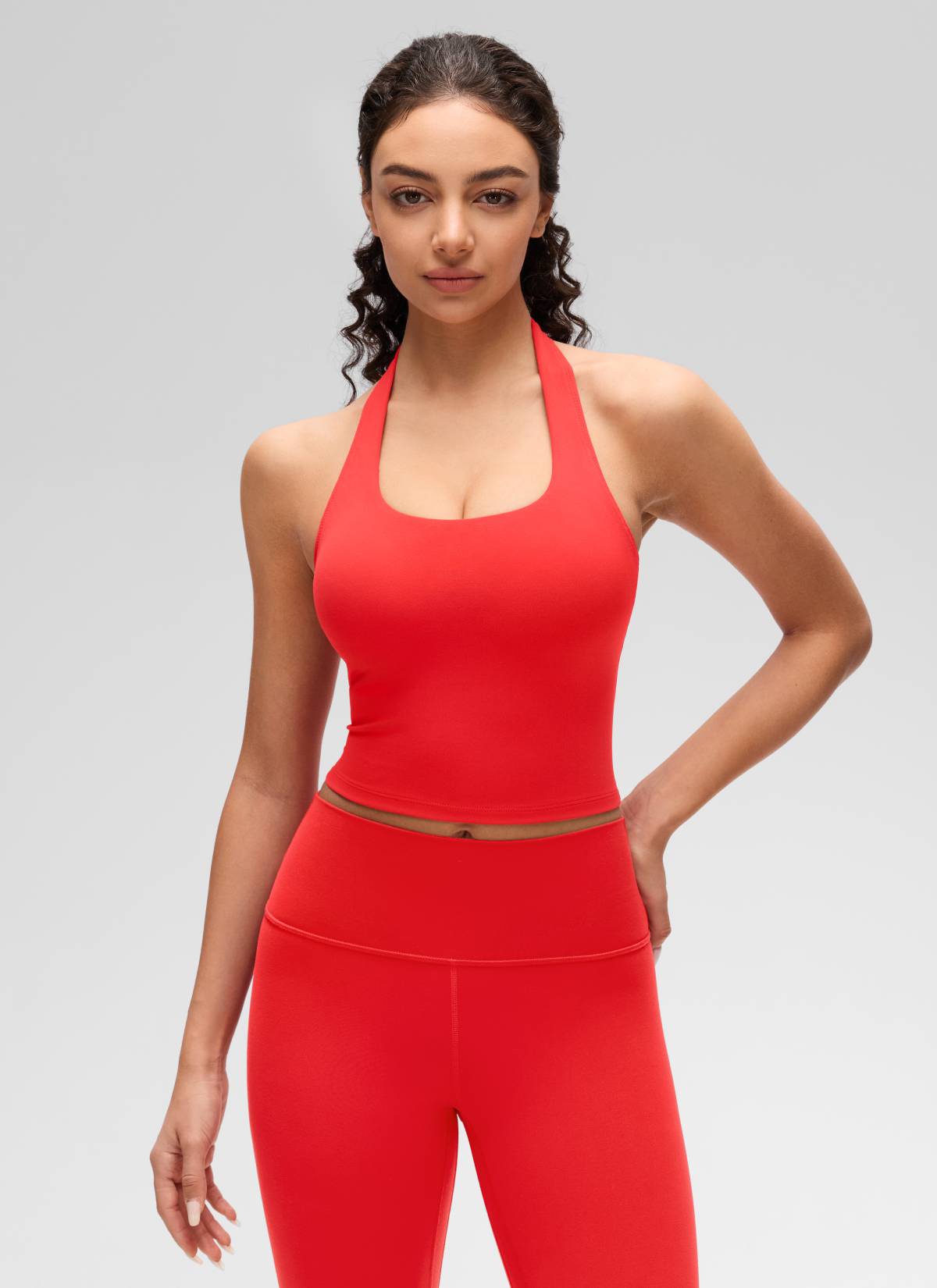 CRZ YOGA Butterluxe Damen Neckholder Rückenfrei Sport BH Ohne Bügel Tiefrot