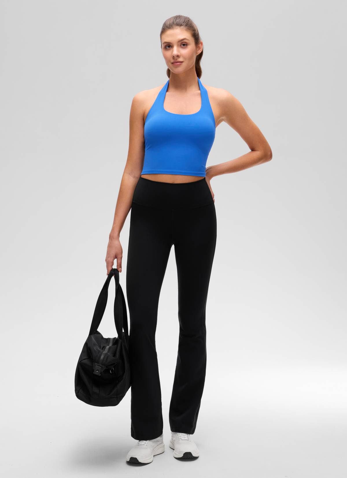 CRZ YOGA Butterluxe Damen Neckholder Rückenfrei Sport BH Ohne Bügel Funkelndes Blau