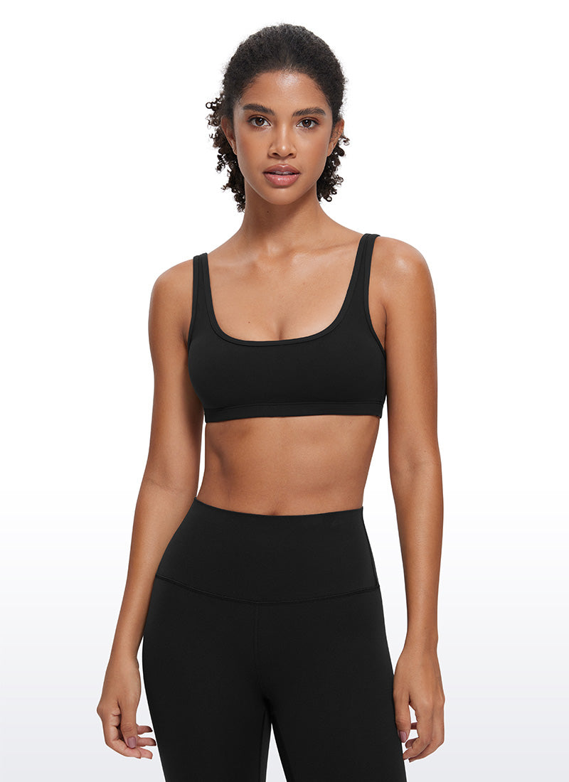 CRZ YOGA Butterluxe Damen Low Support Sport BH mit Scoop-Ausschnitt Schwarz