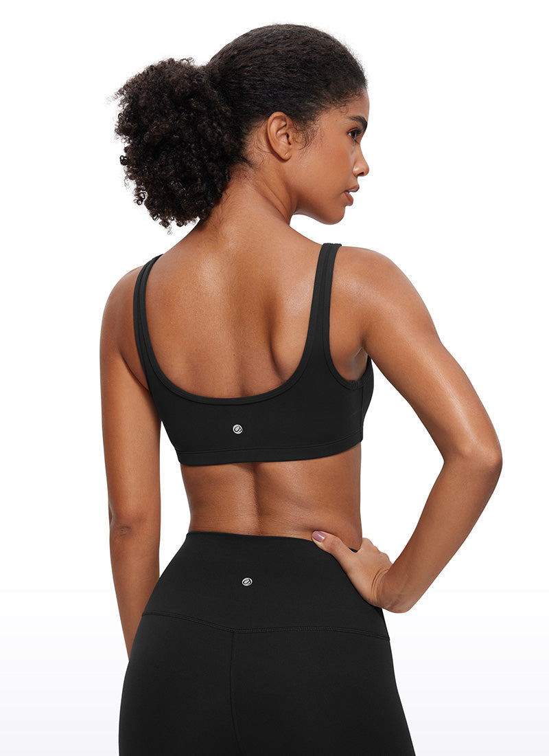 CRZ YOGA Butterluxe Damen Low Support Sport BH mit Scoop-Ausschnitt Schwarz
