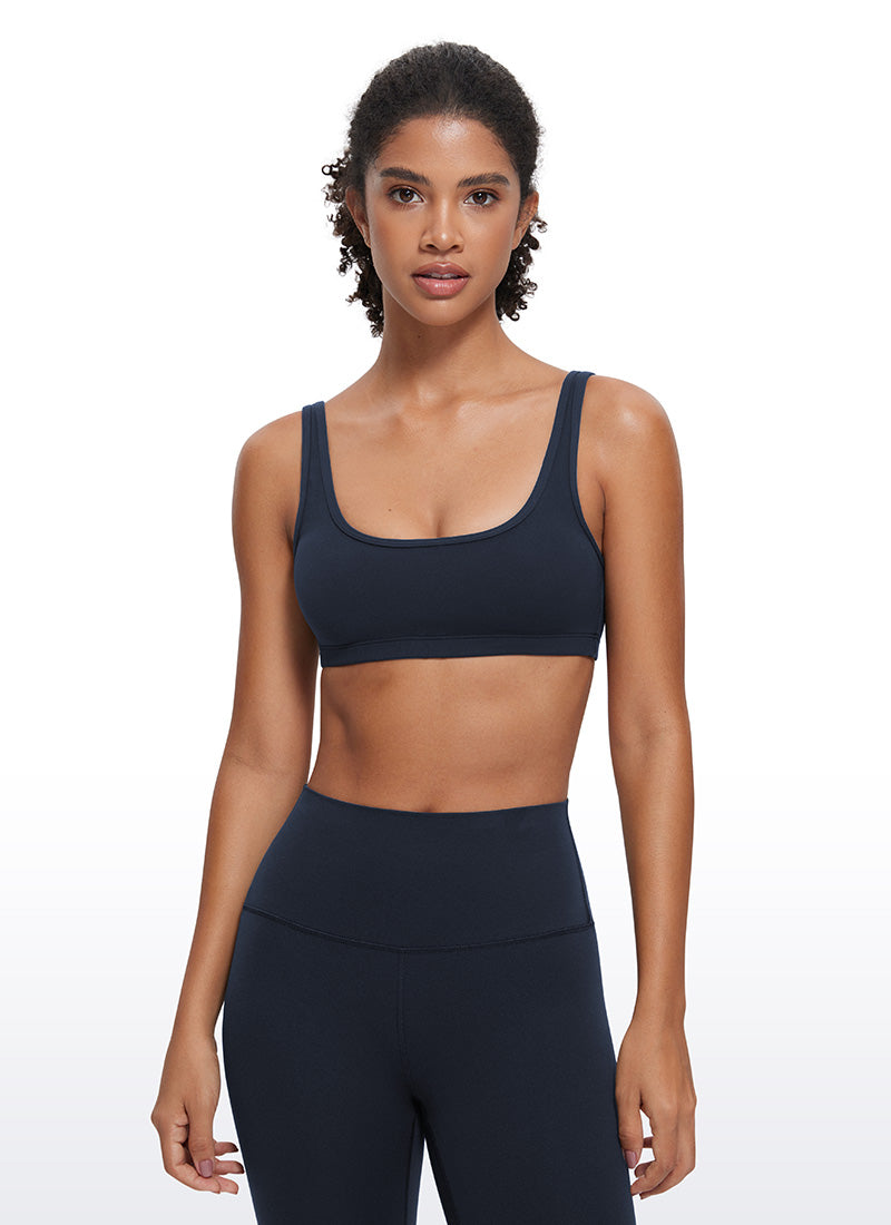 CRZ YOGA Butterluxe Damen Low Support Sport BH mit Scoop-Ausschnitt Dämmerungsblau