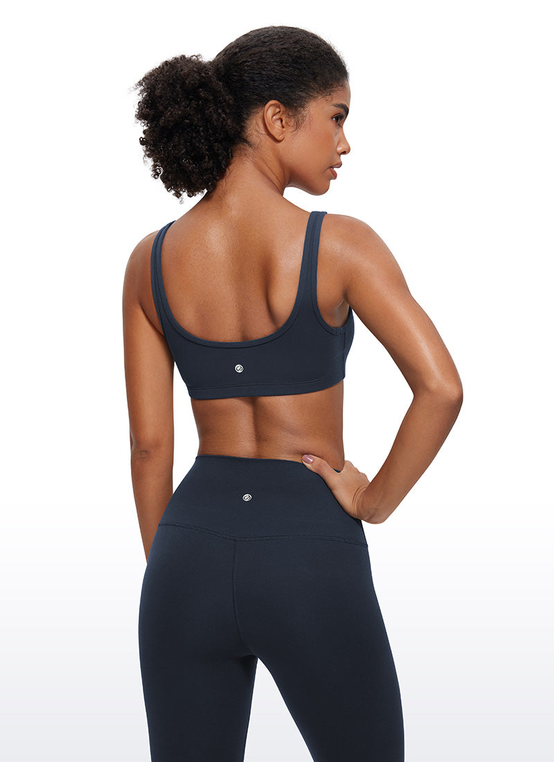 CRZ YOGA Butterluxe Damen Low Support Sport BH mit Scoop-Ausschnitt Dämmerungsblau