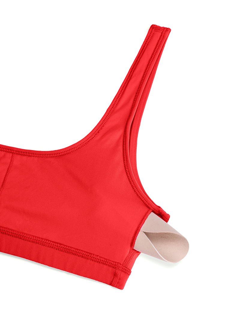 CRZ YOGA Butterluxe Damen Low Support Sport BH mit Scoop-Ausschnitt Tiefrot