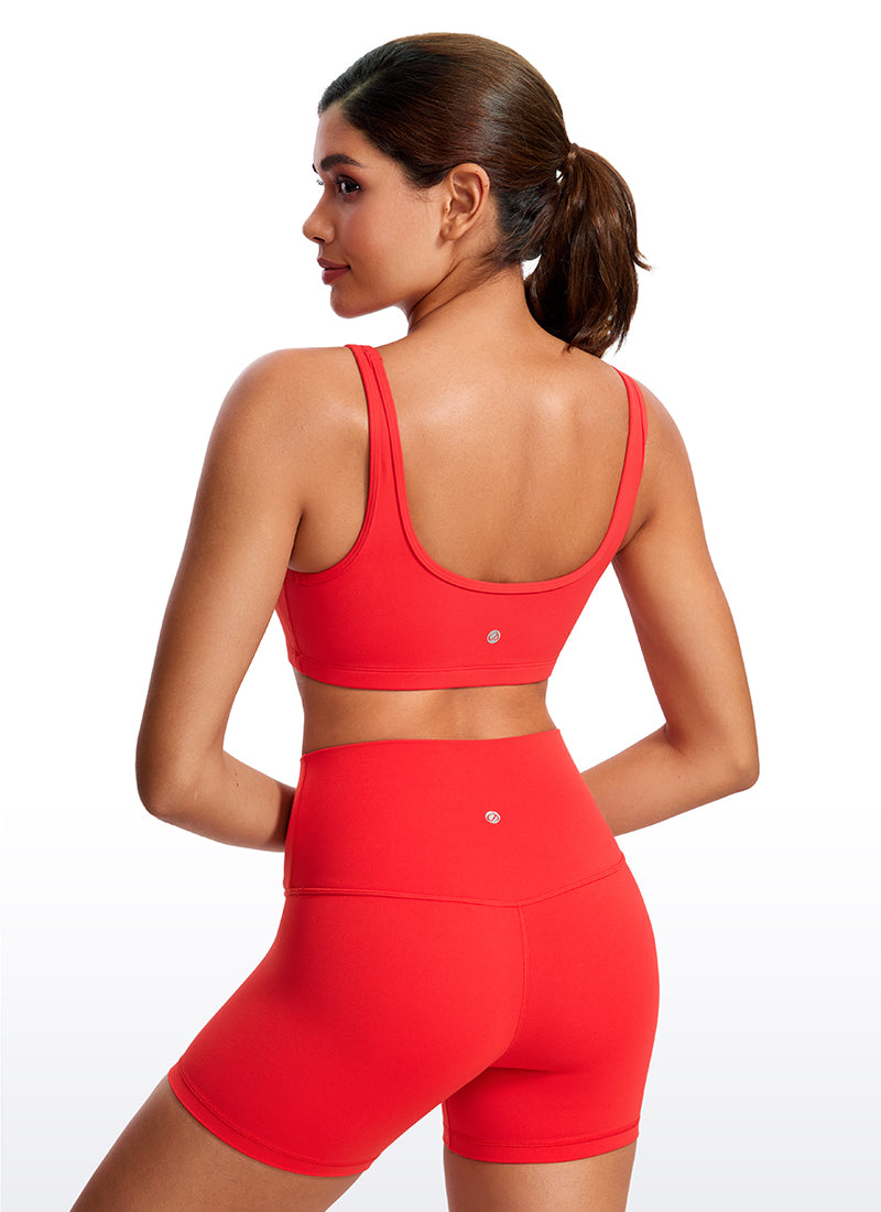 CRZ YOGA Butterluxe Damen Low Support Sport BH mit Scoop-Ausschnitt Tiefrot