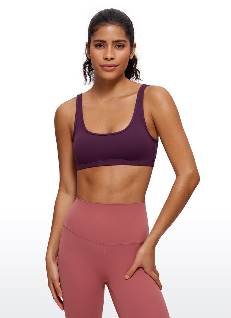 CRZ YOGA Butterluxe Damen Low Support Sport BH mit Scoop-Ausschnitt Dunkellila