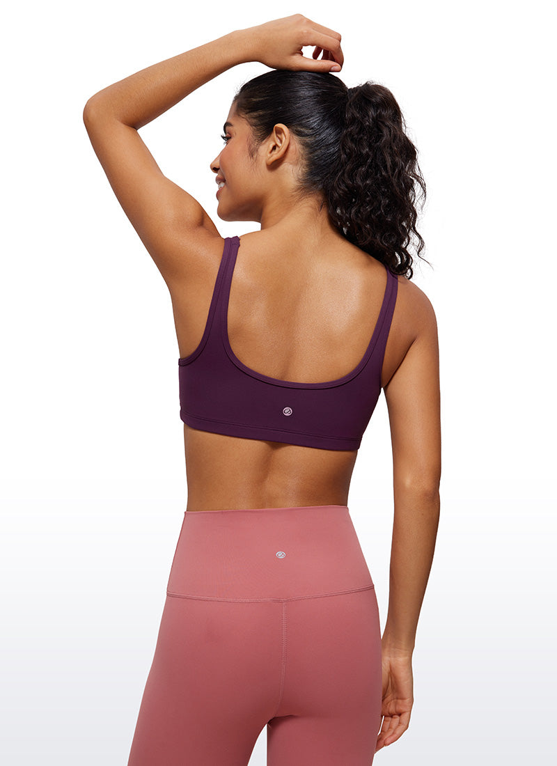 CRZ YOGA Butterluxe Damen Low Support Sport BH mit Scoop-Ausschnitt Dunkellila