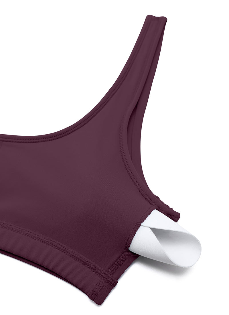 CRZ YOGA Butterluxe Damen Low Support Sport BH mit Scoop-Ausschnitt Dunkellila