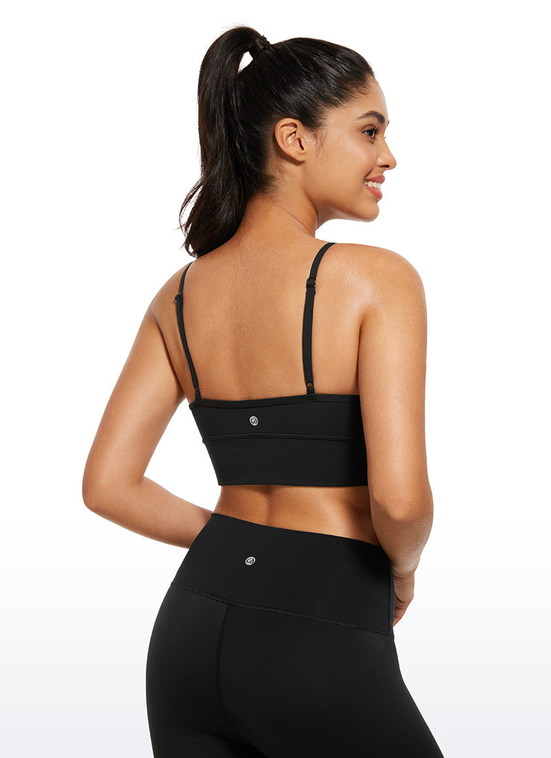 CRZ YOGA Damen Butterluxe Verstellbar Spaghetti Träger Sport BH Schwarz