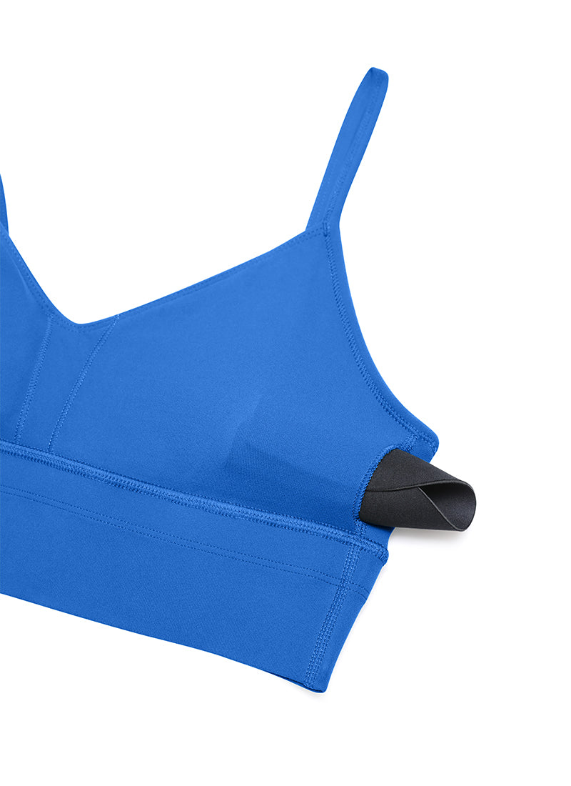 CRZ YOGA Damen Butterluxe Verstellbar Spaghetti Träger Sport BH Funkelndes Blau