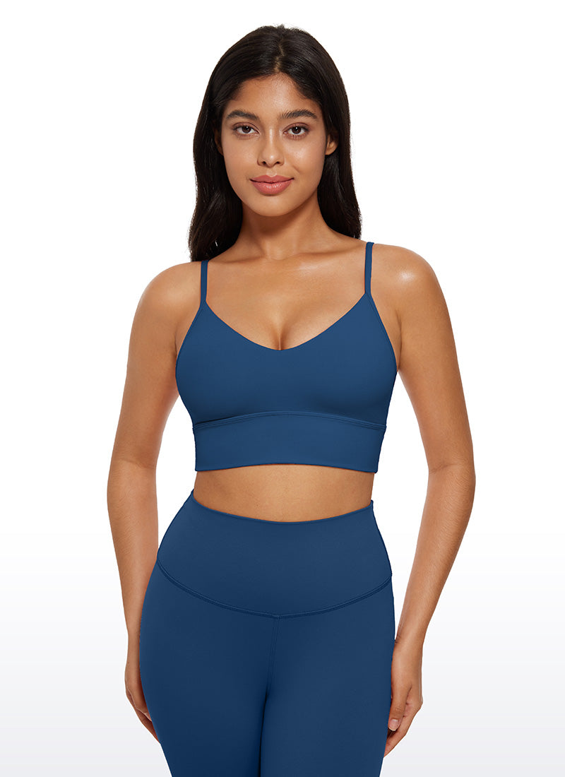 CRZ YOGA Damen Butterluxe Verstellbar Spaghetti Träger Sport BH FRANZÖSISCHE MARINE