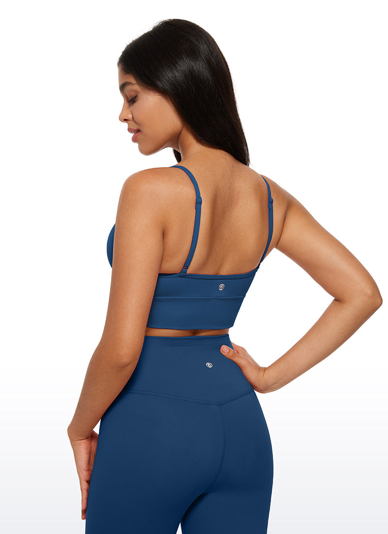 CRZ YOGA Damen Butterluxe Verstellbar Spaghetti Träger Sport BH FRANZÖSISCHE MARINE
