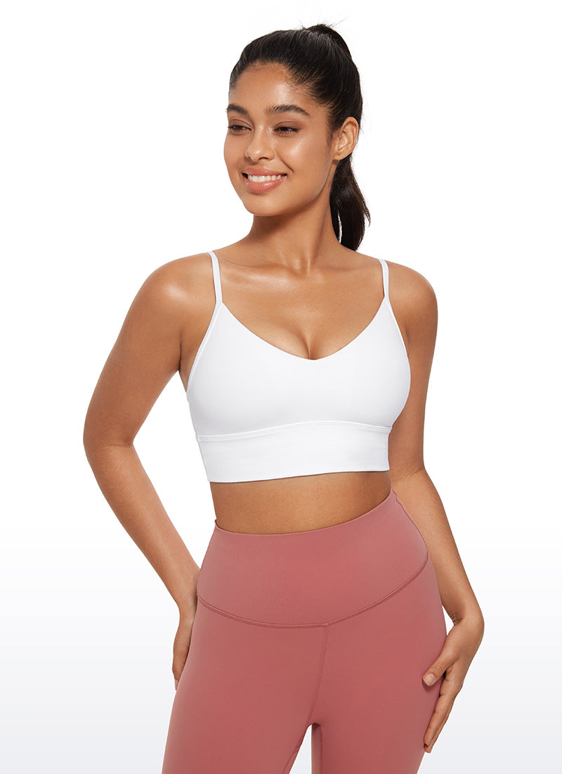 CRZ YOGA Damen Butterluxe Verstellbar Spaghetti Träger Sport BH Weiss