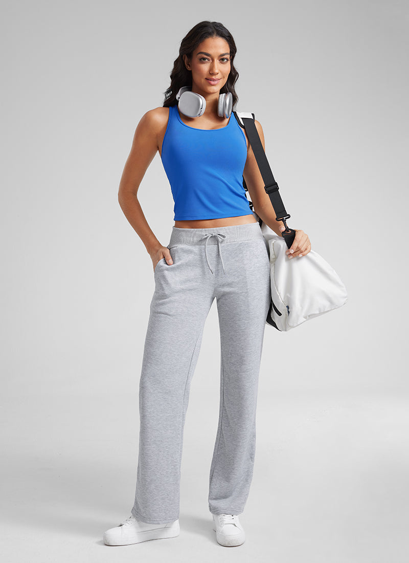 CRZ YOGA Damen Butterluxe Ärmellose Doppelte Gefütterte Tanktop Funkelndes Blau
