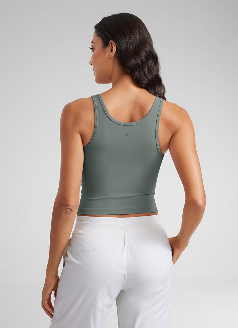 CRZ YOGA Damen Butterluxe Ärmellose Doppelte Gefütterte Tanktop Grauer Salbei