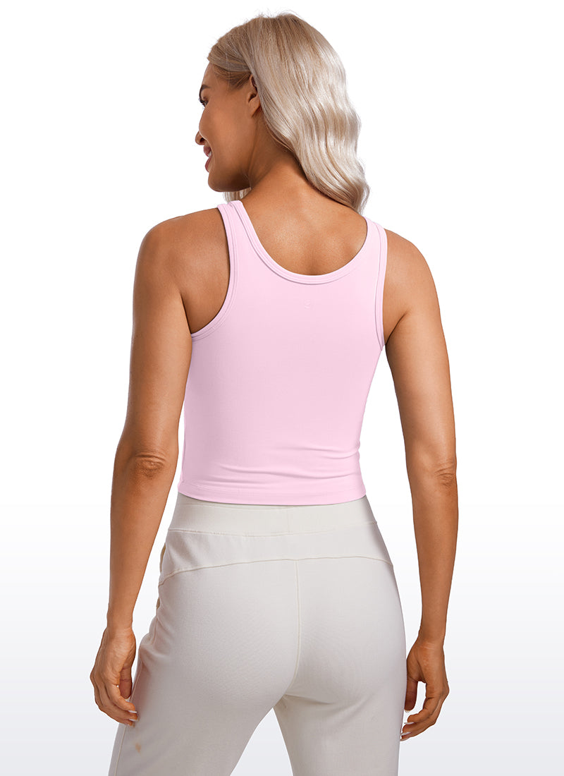 CRZ YOGA Damen Butterluxe Ärmellose Doppelte Gefütterte Tanktop Rosa Pfingstrose