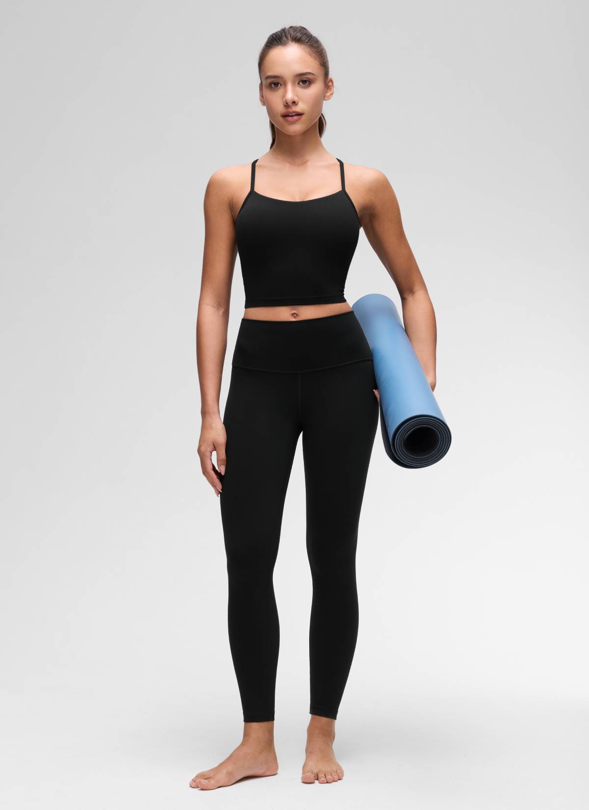 CRZ YOGA Damen Butterluxe Y Rücken Strappy Ohne Bügel Sport BH Schwarz
