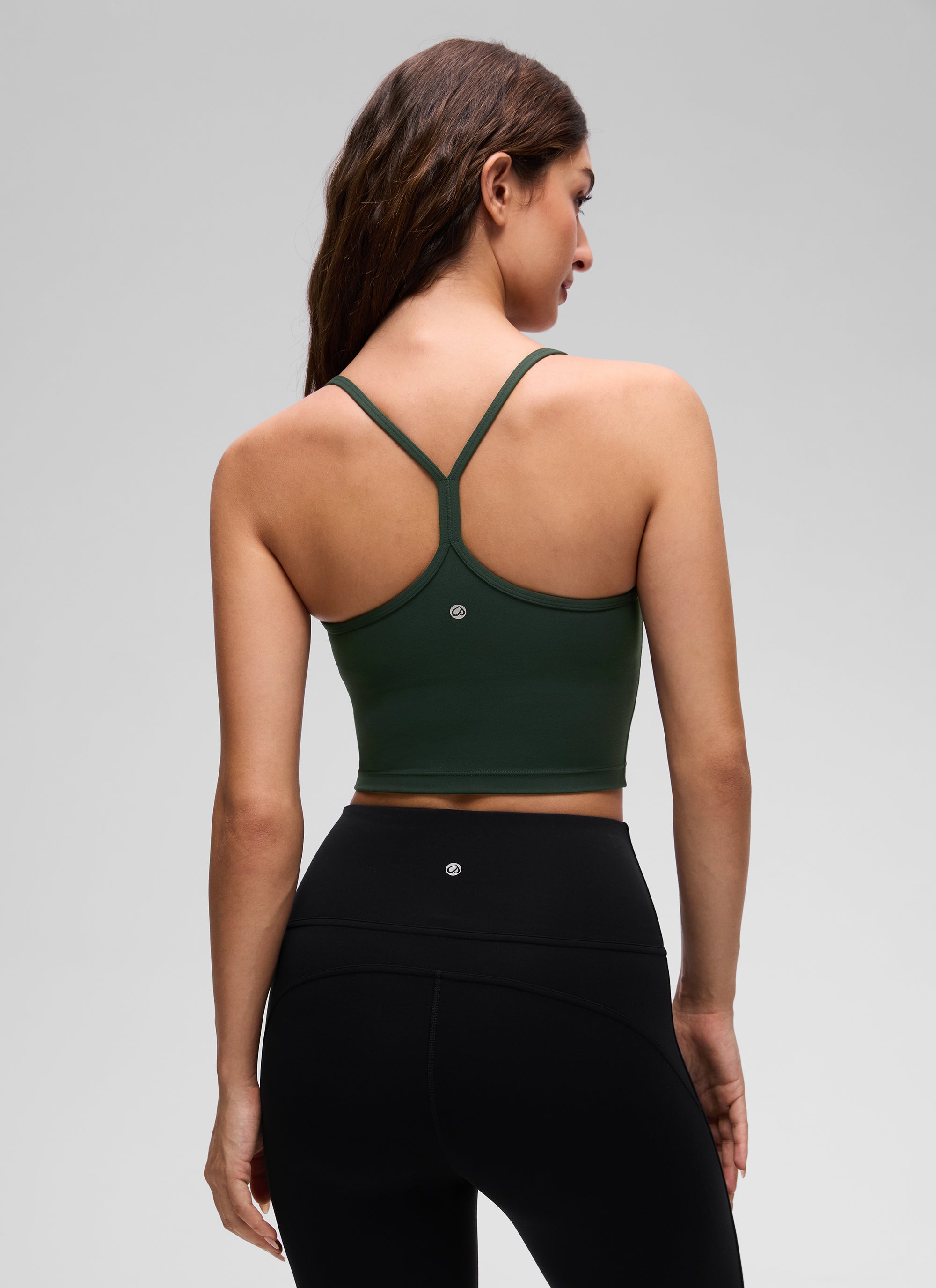 CRZ YOGA Damen Butterluxe Y Rücken Strappy Ohne Bügel Sport BH Legende Grün