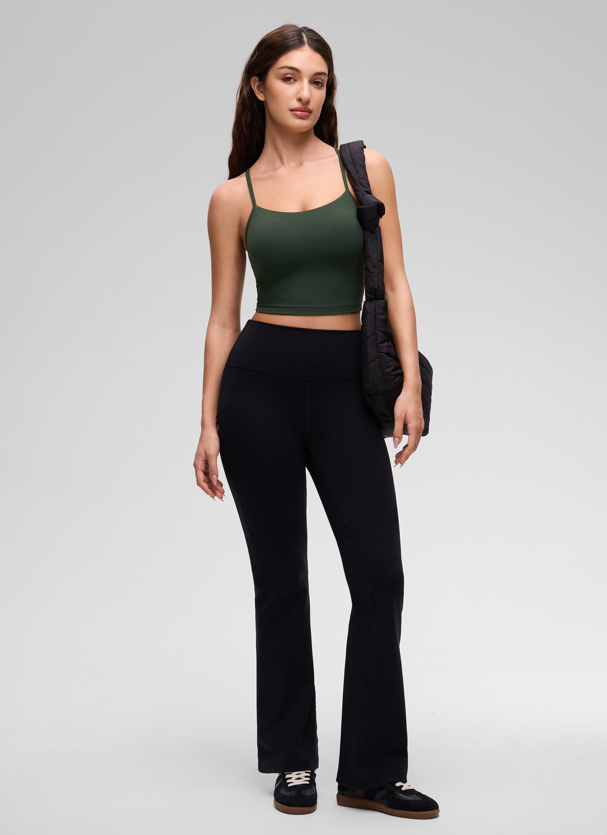 CRZ YOGA Damen Butterluxe Y Rücken Strappy Ohne Bügel Sport BH Legende Grün