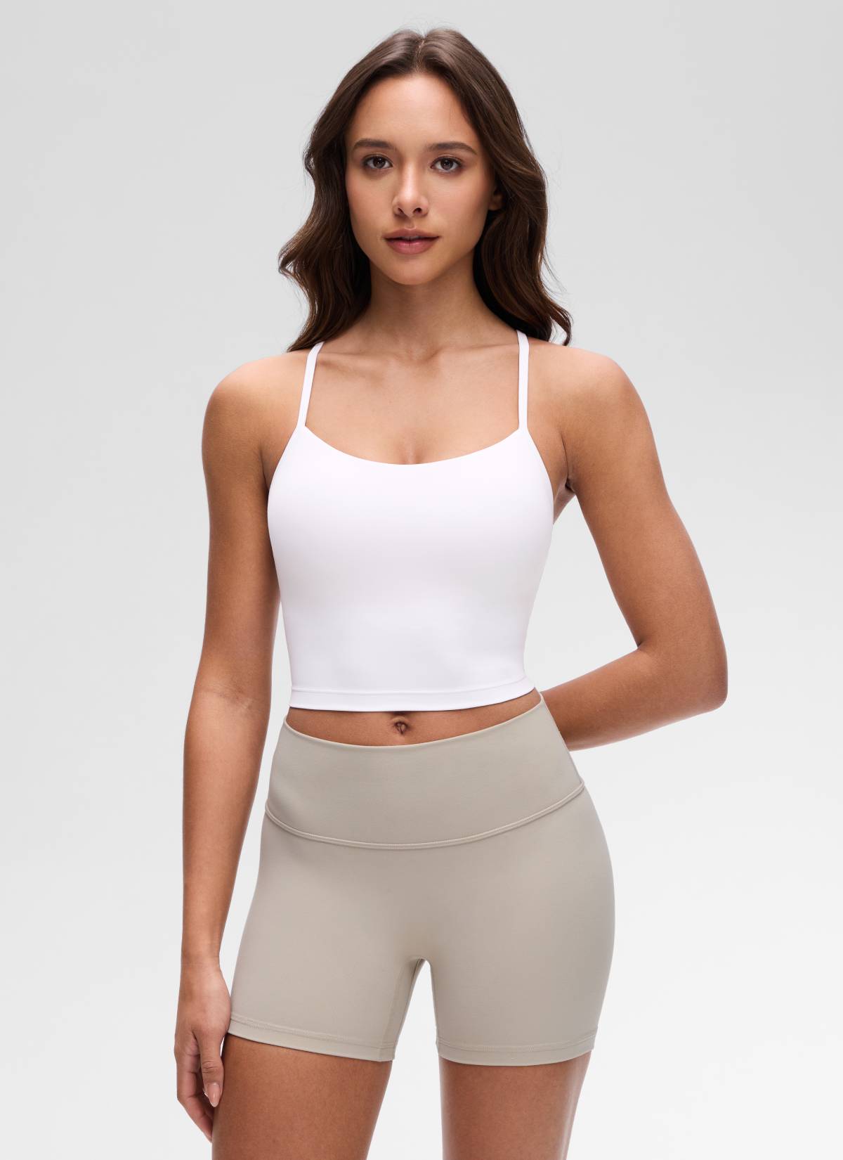 CRZ YOGA Damen Butterluxe Y Rücken Strappy Ohne Bügel Sport BH Weiss