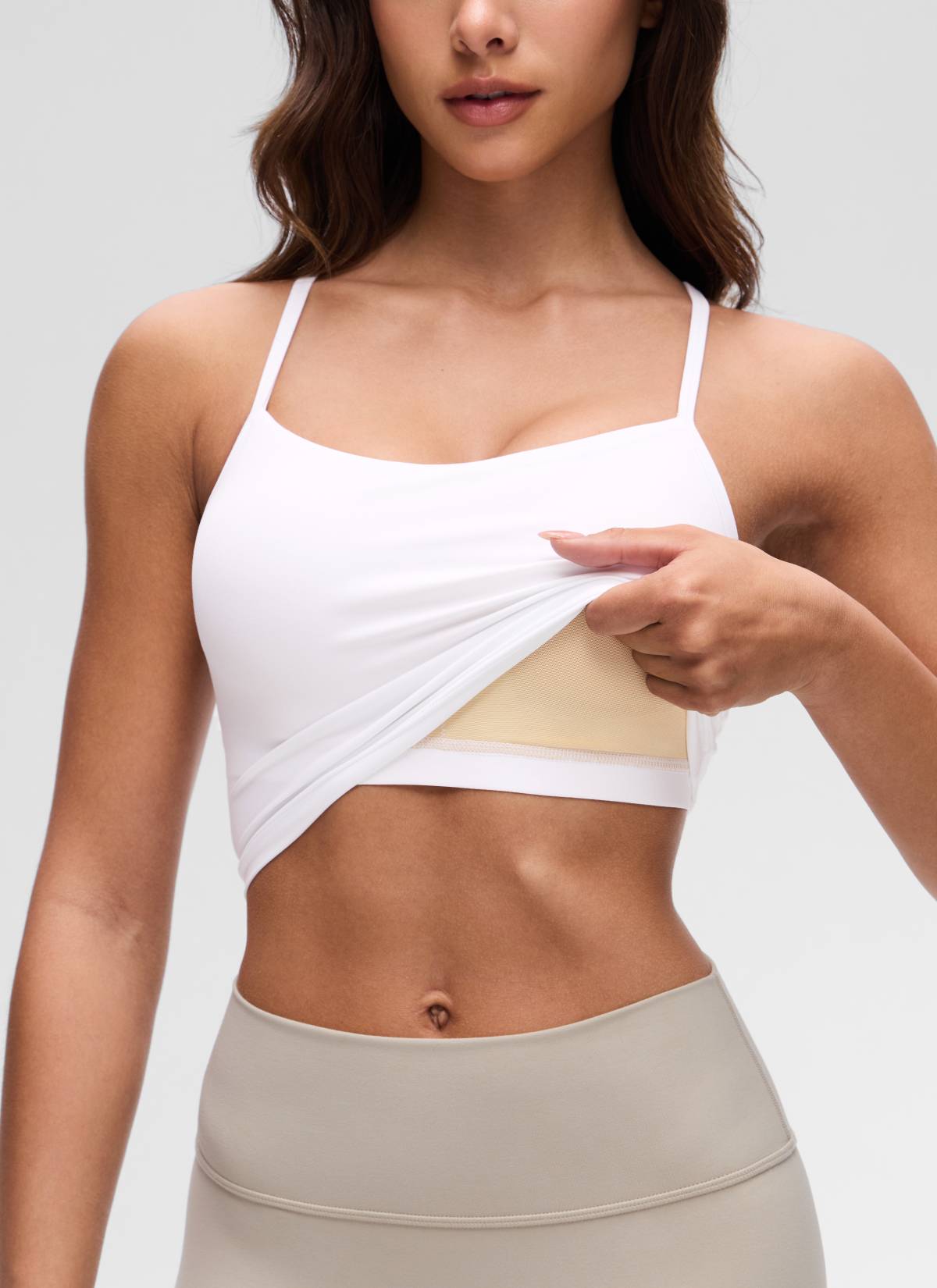CRZ YOGA Damen Butterluxe Y Rücken Strappy Ohne Bügel Sport BH Weiss