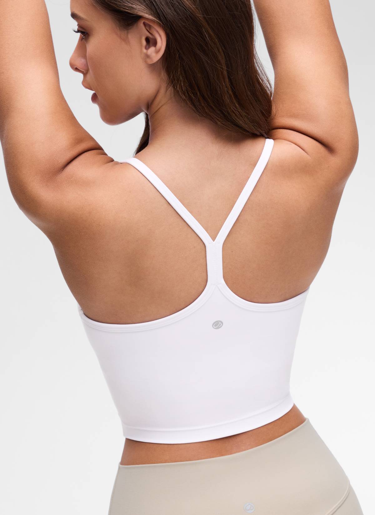 CRZ YOGA Damen Butterluxe Y Rücken Strappy Ohne Bügel Sport BH Weiss