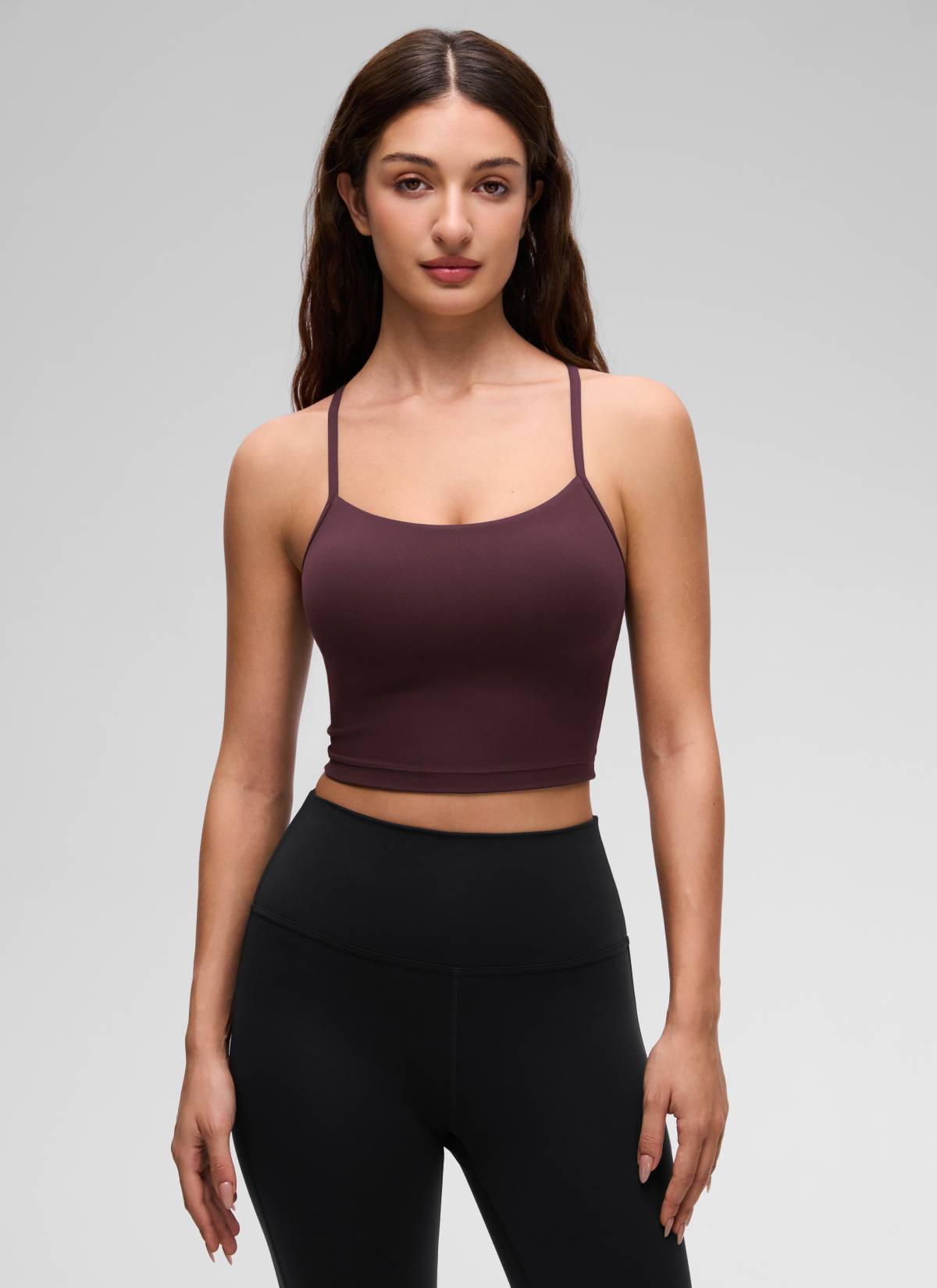 CRZ YOGA Damen Butterluxe Y Rücken Strappy Ohne Bügel Sport BH Reife Pflaume