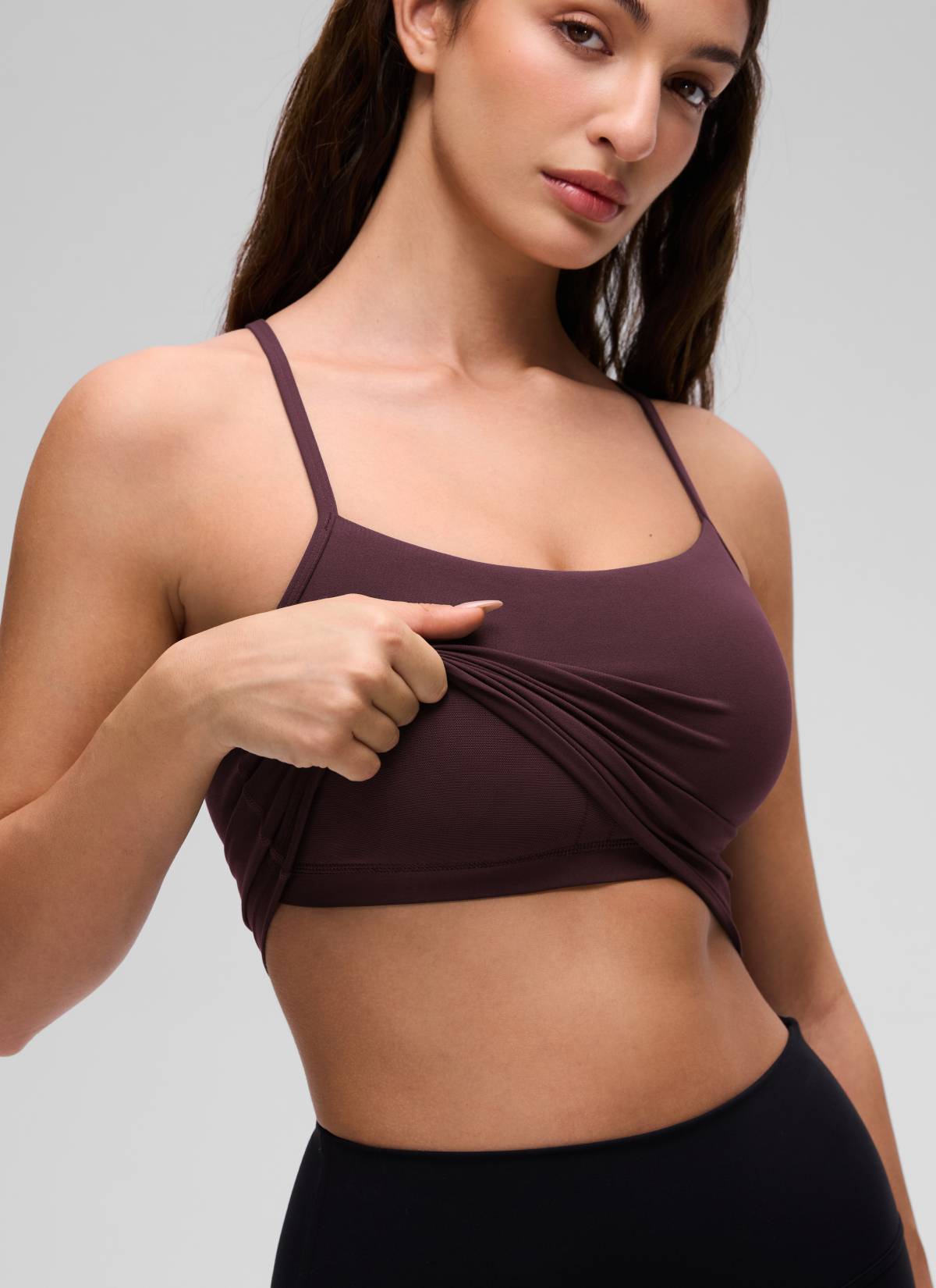 CRZ YOGA Damen Butterluxe Y Rücken Strappy Ohne Bügel Sport BH Reife Pflaume