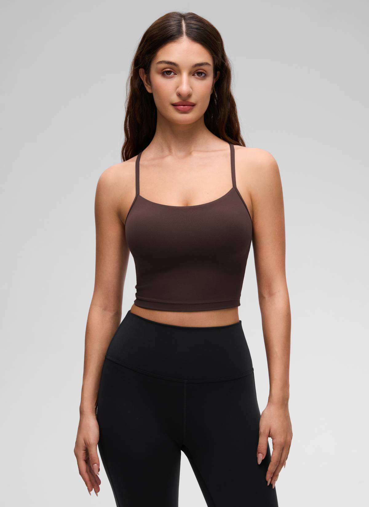 CRZ YOGA Damen Butterluxe Y Rücken Strappy Ohne Bügel Sport BH Heißes Fudge-Brown