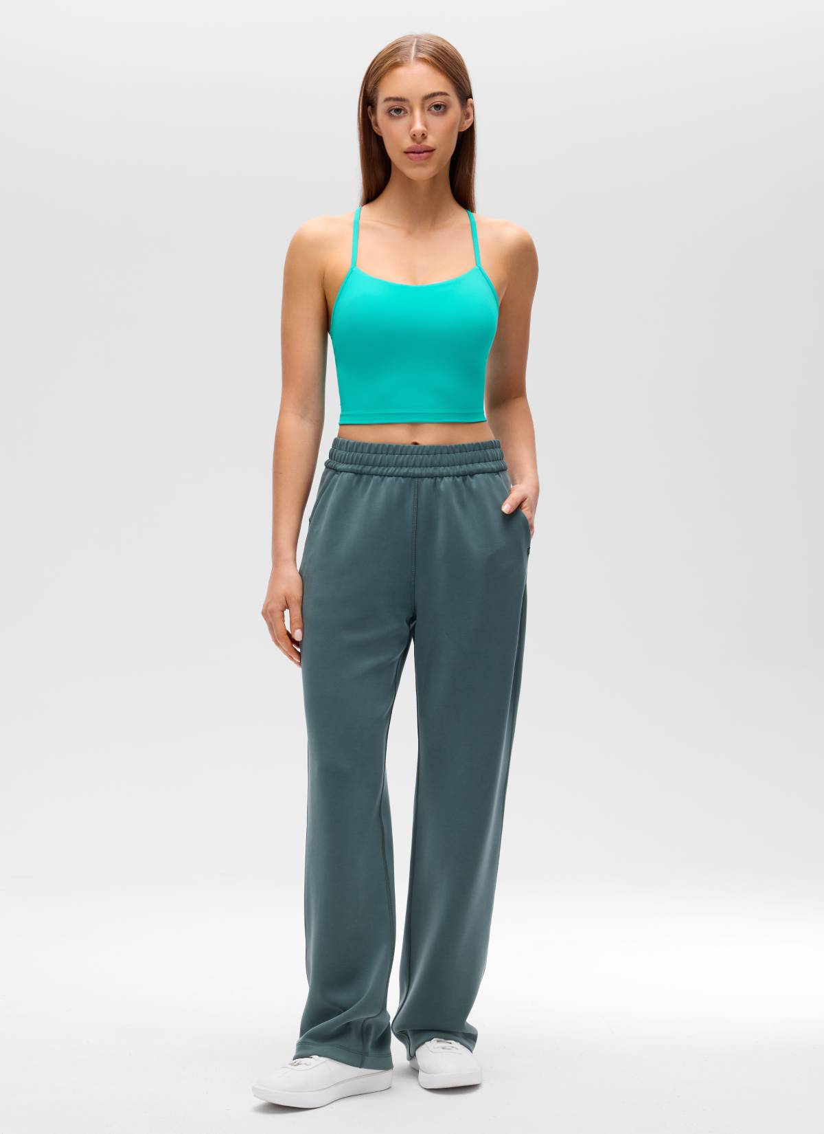 CRZ YOGA Damen Butterluxe Y Rücken Strappy Ohne Bügel Sport BH Tropen Krickente
