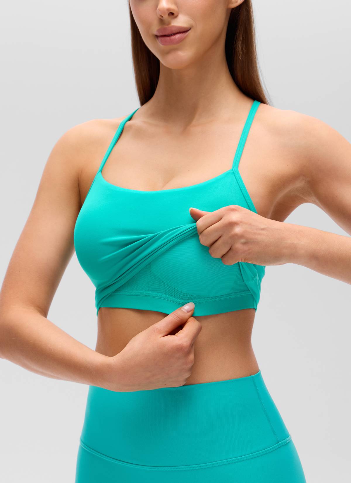 CRZ YOGA Damen Butterluxe Y Rücken Strappy Ohne Bügel Sport BH Tropen Krickente
