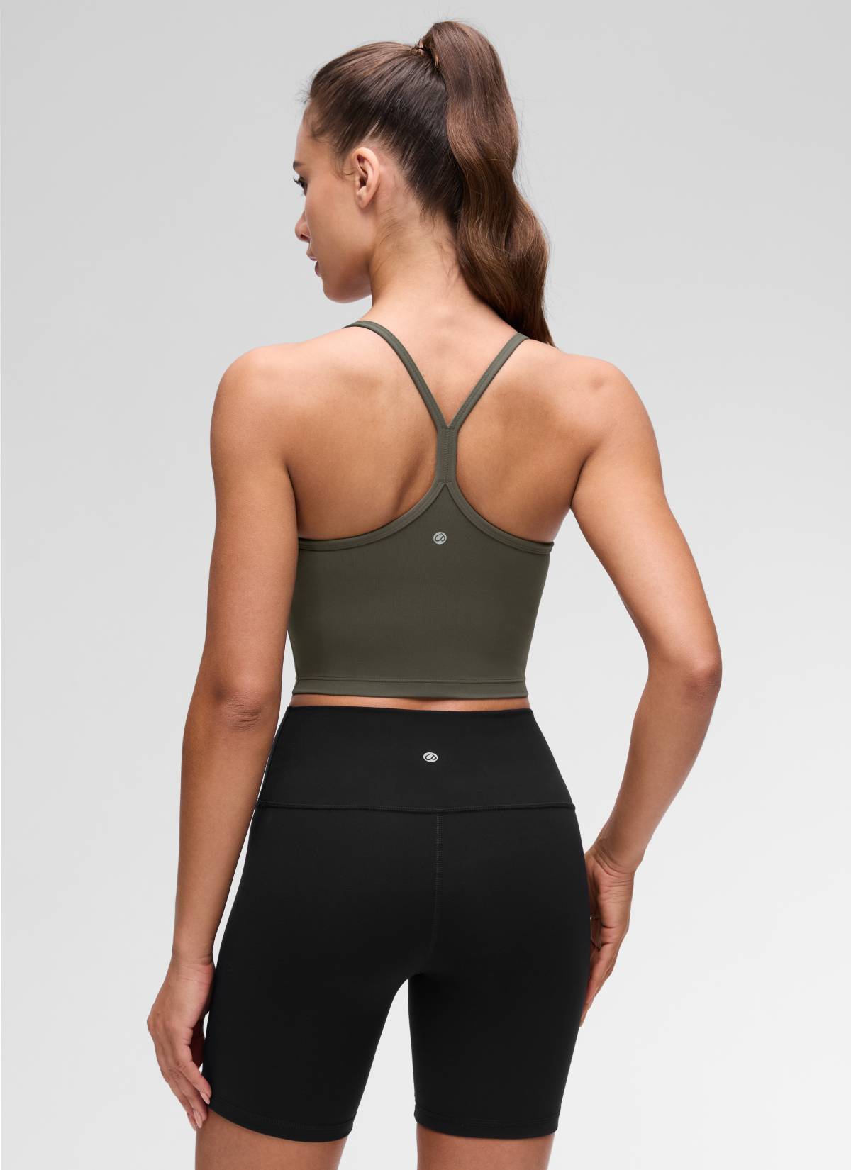 CRZ YOGA Damen Butterluxe Y Rücken Strappy Ohne Bügel Sport BH Helles Armeegrün