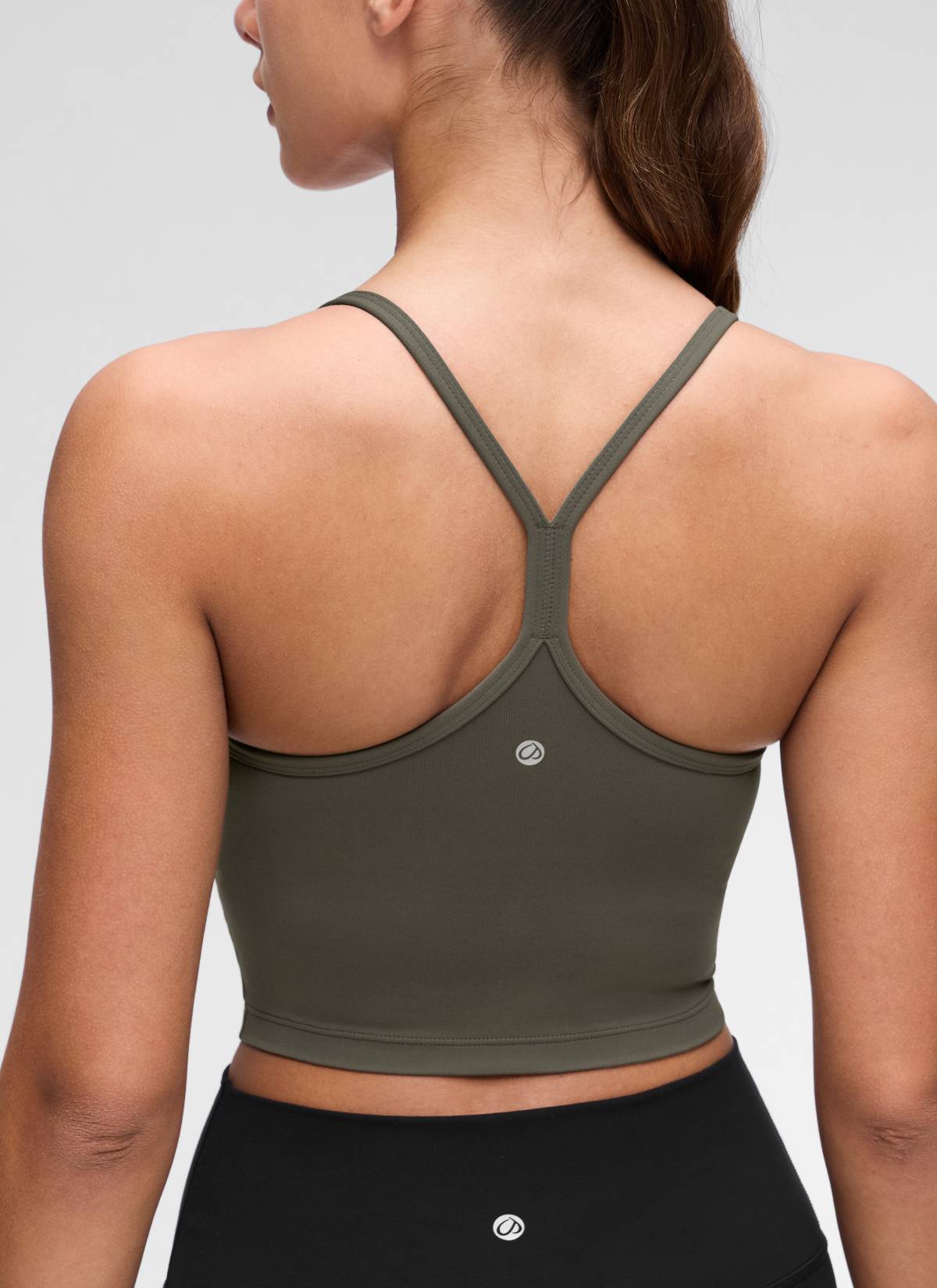 CRZ YOGA Damen Butterluxe Y Rücken Strappy Ohne Bügel Sport BH Helles Armeegrün